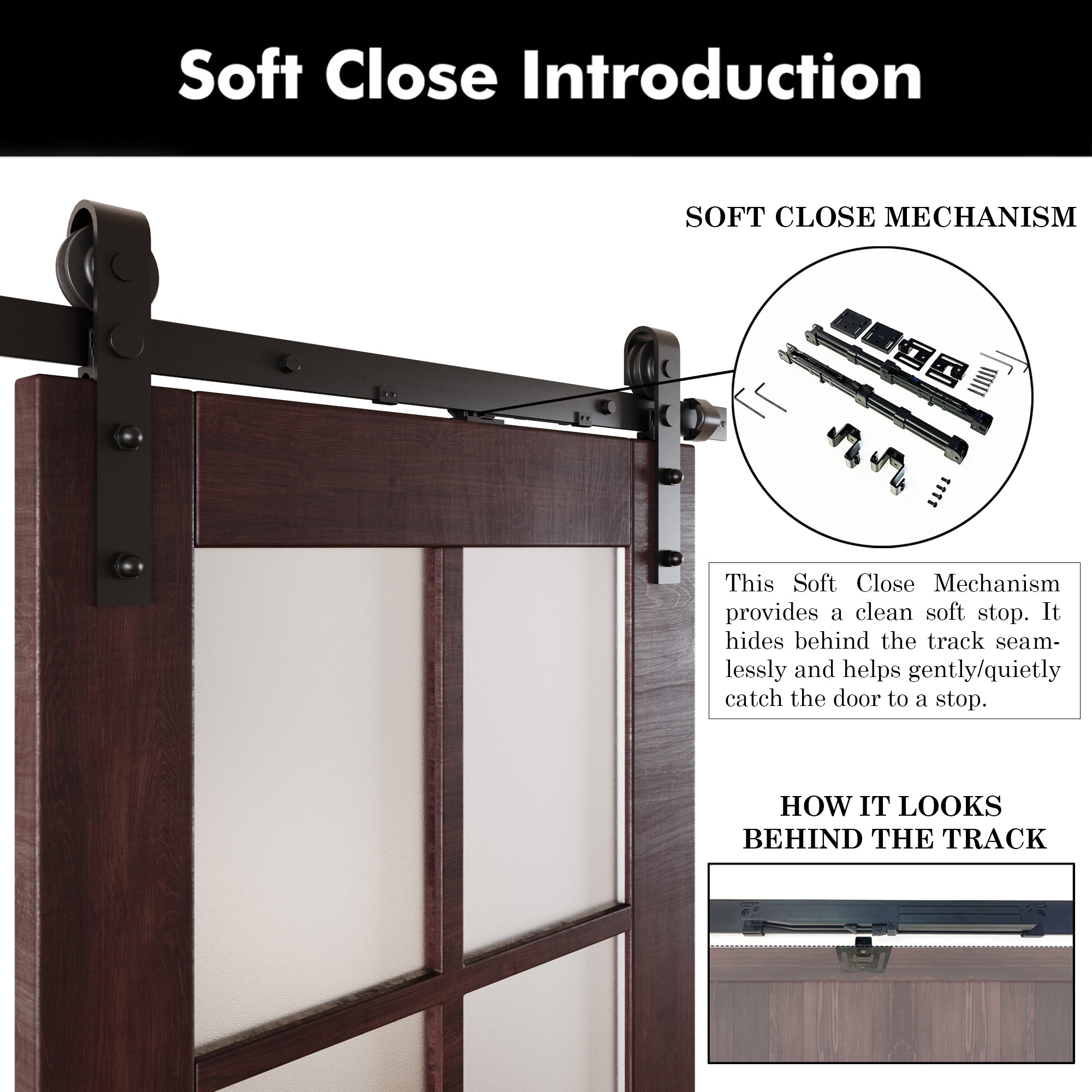 80" Height Red Mahogany 8-Lite Frosted Glass Unassembled & Finished Pine Wood Barn Door with Non-Bypass Installation Hardware Kit (Interior Use Only)
