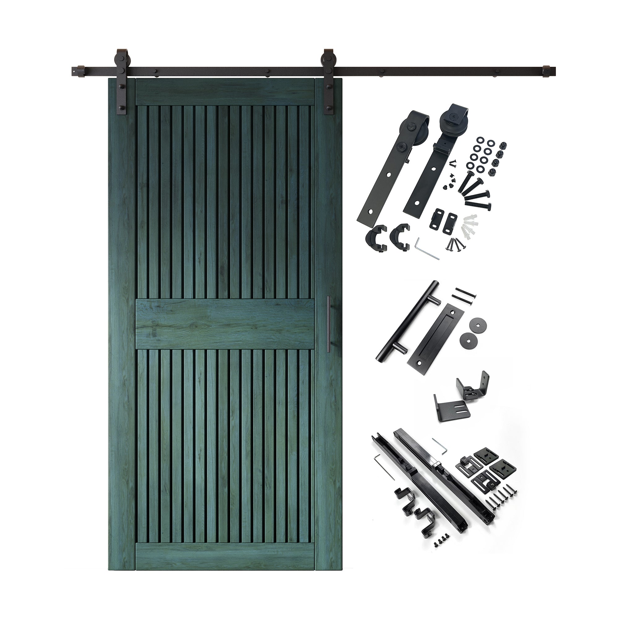 84" Height Royal Pine Vertical Stripe Design Unassembled & Finished Pine Wood Barn Door with Non-Bypass Installation Hardware Kit(Interior Use Only)