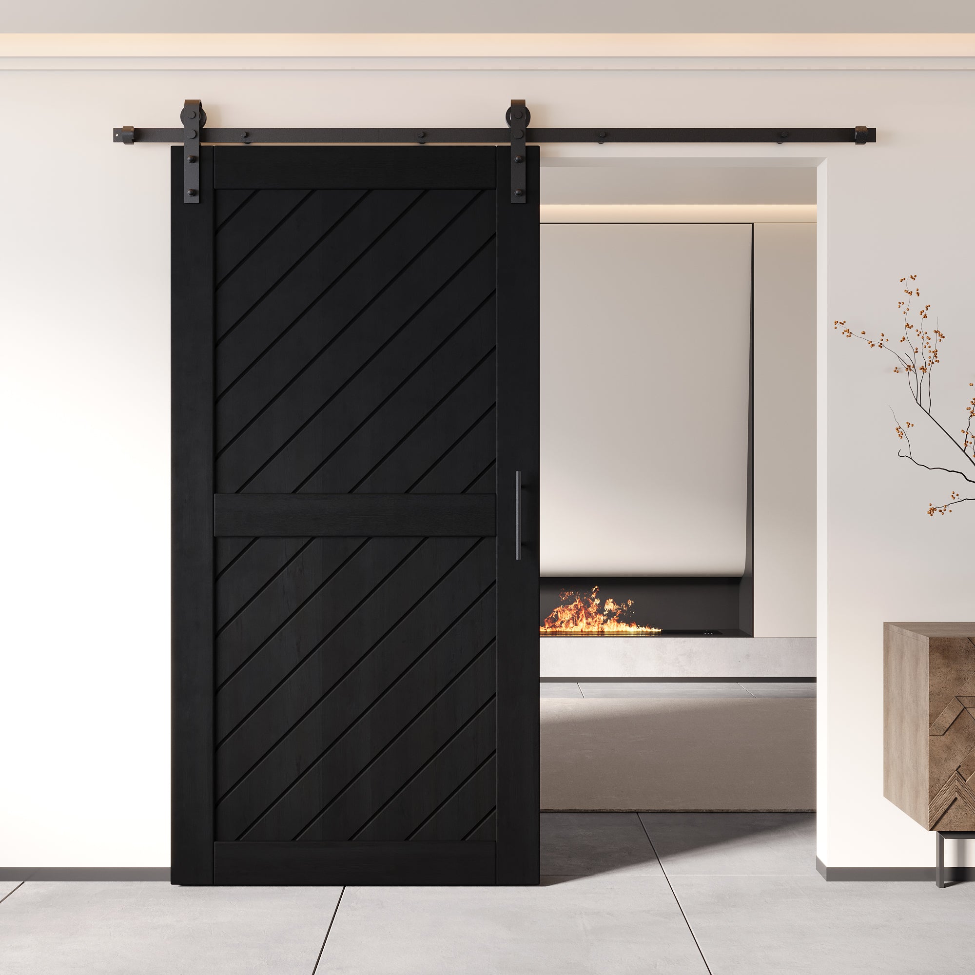 80" black slanted stripe door