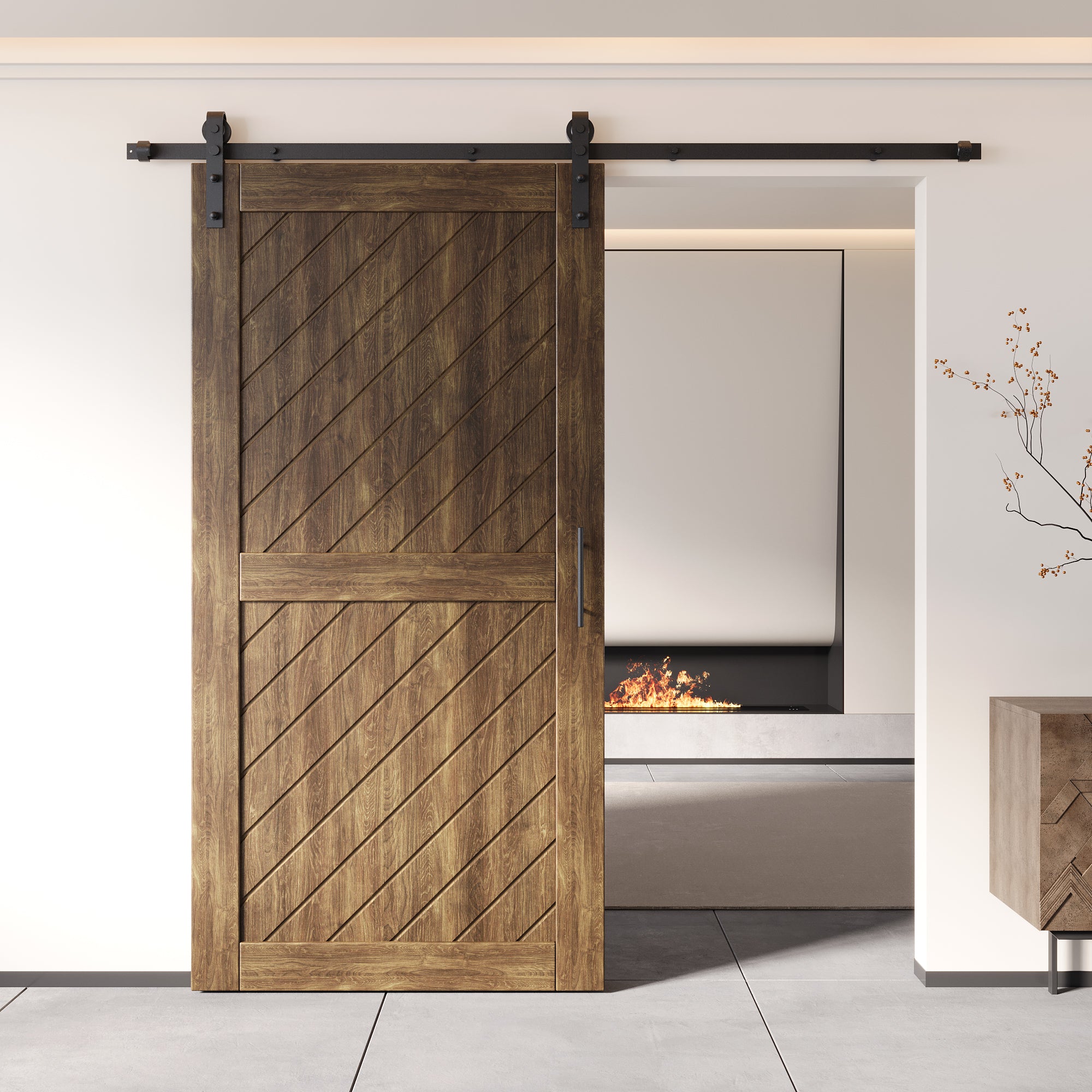 80" slanted stripe pine door