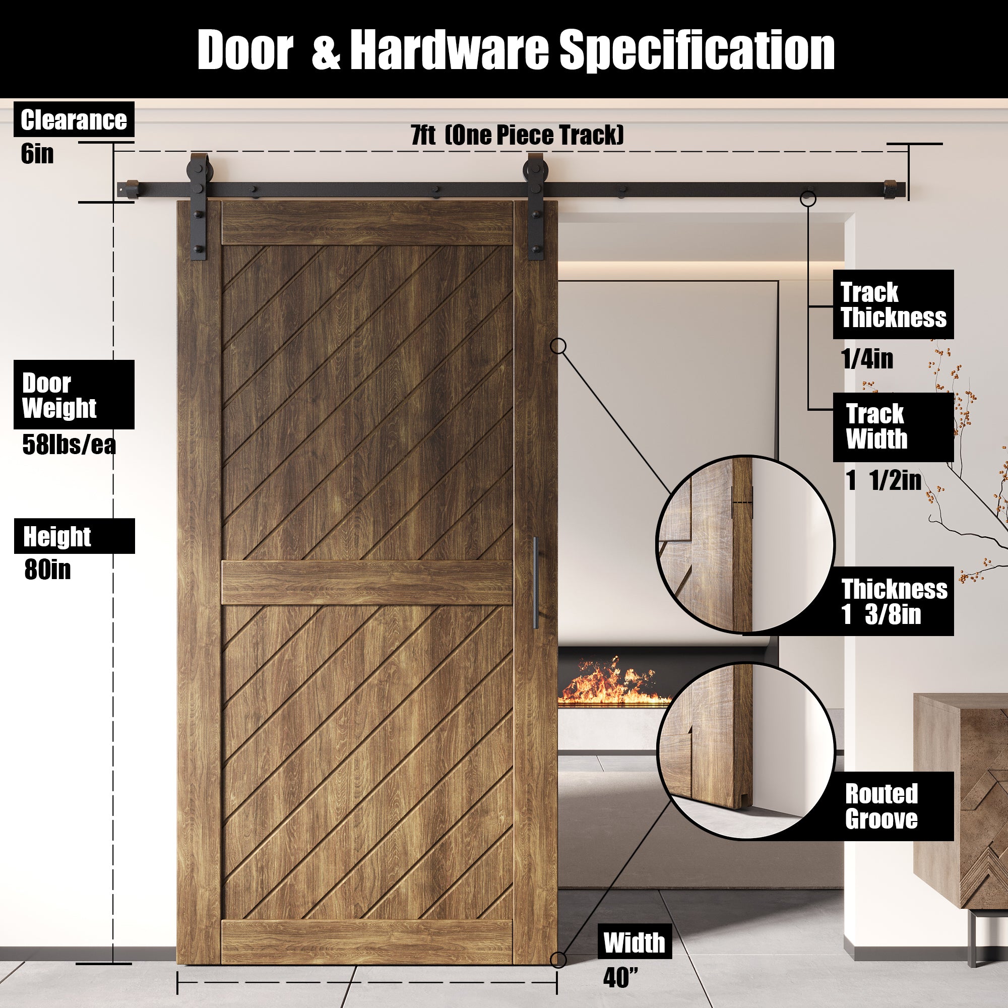 80" unassembled walnut door