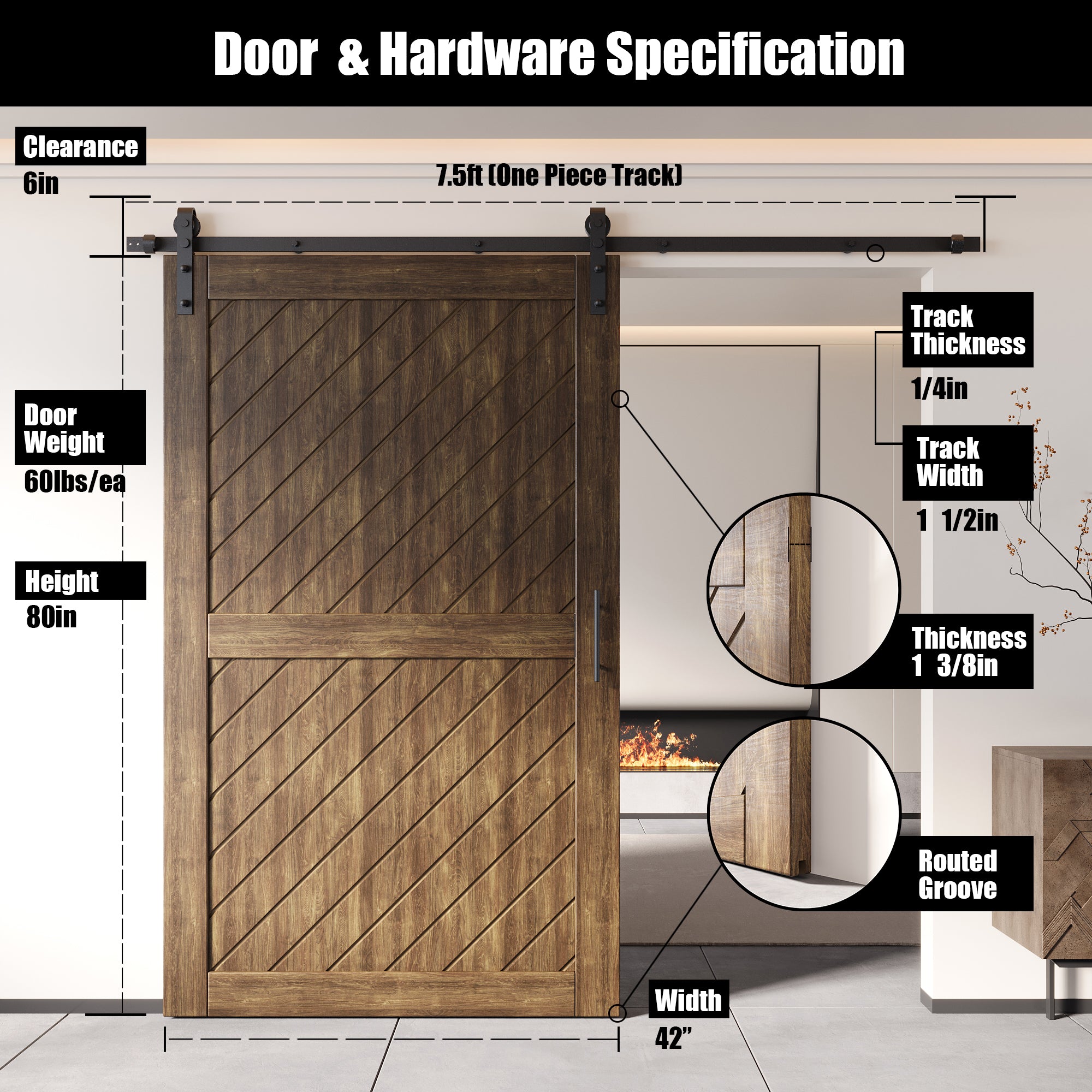 80" finished pine wood door