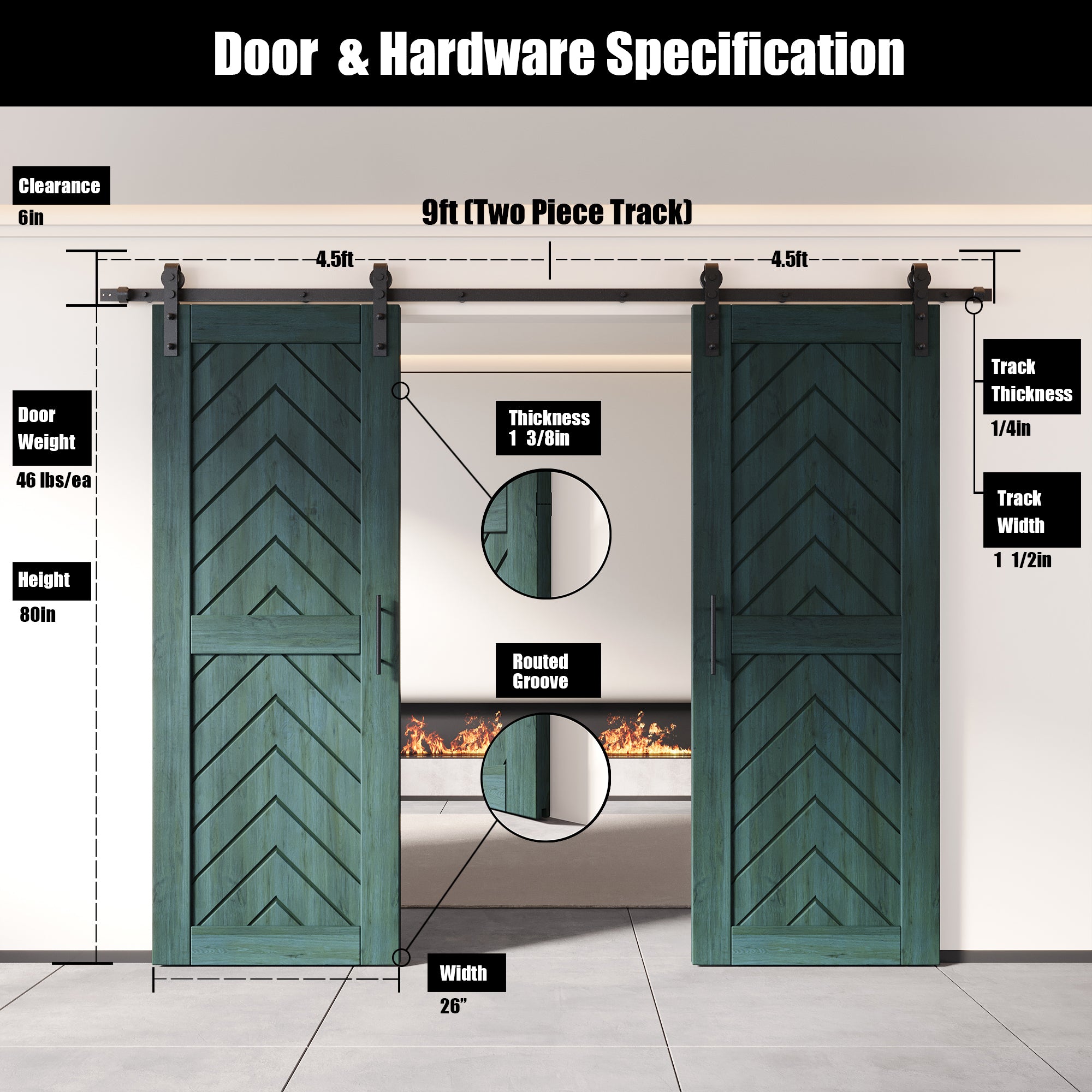 sliding barn door hardware with two doors pine wood barn door fishbone finished