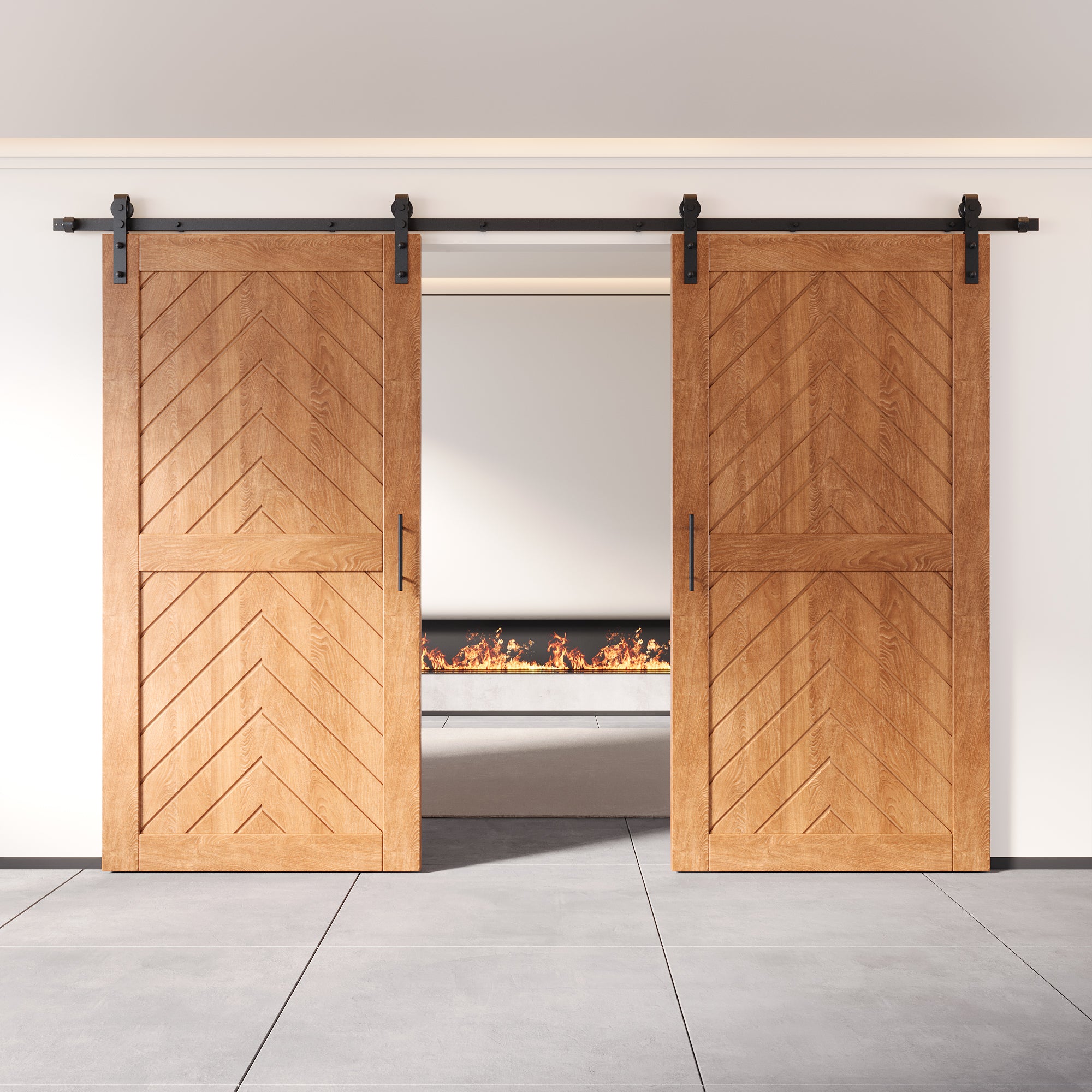 sliding barn door hardware kit with two doors pine wood barn door 