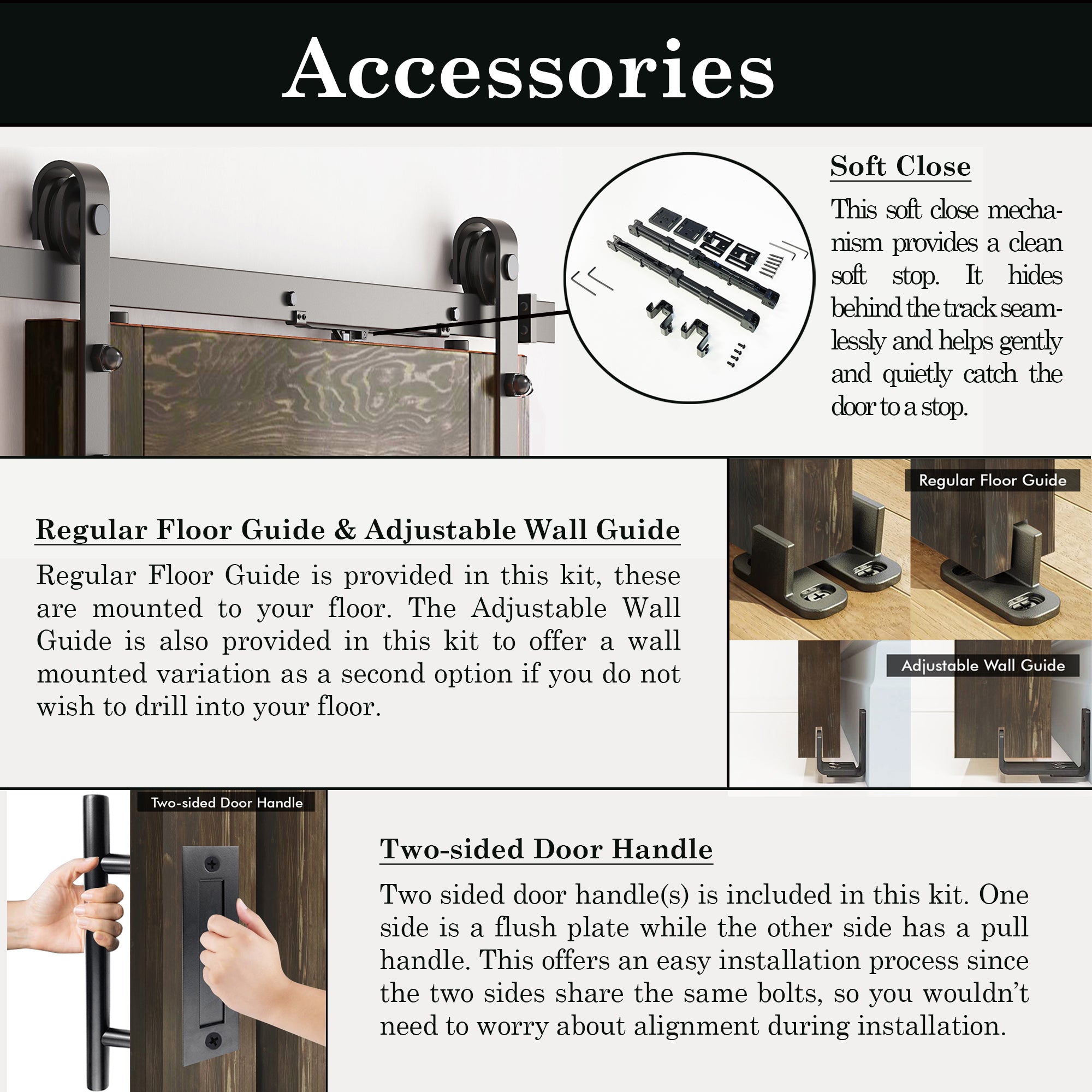 84" Height Ebony Diamond Design Unassembled & Finished Double Pine Wood Barn Door with Non-Bypass Installation Hardware Kit(Interior Use Only)