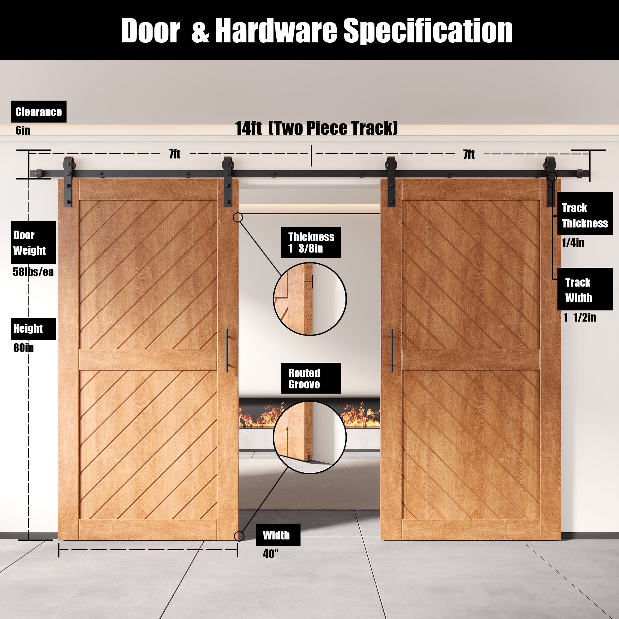 interior-use early american double pine barn door, finished