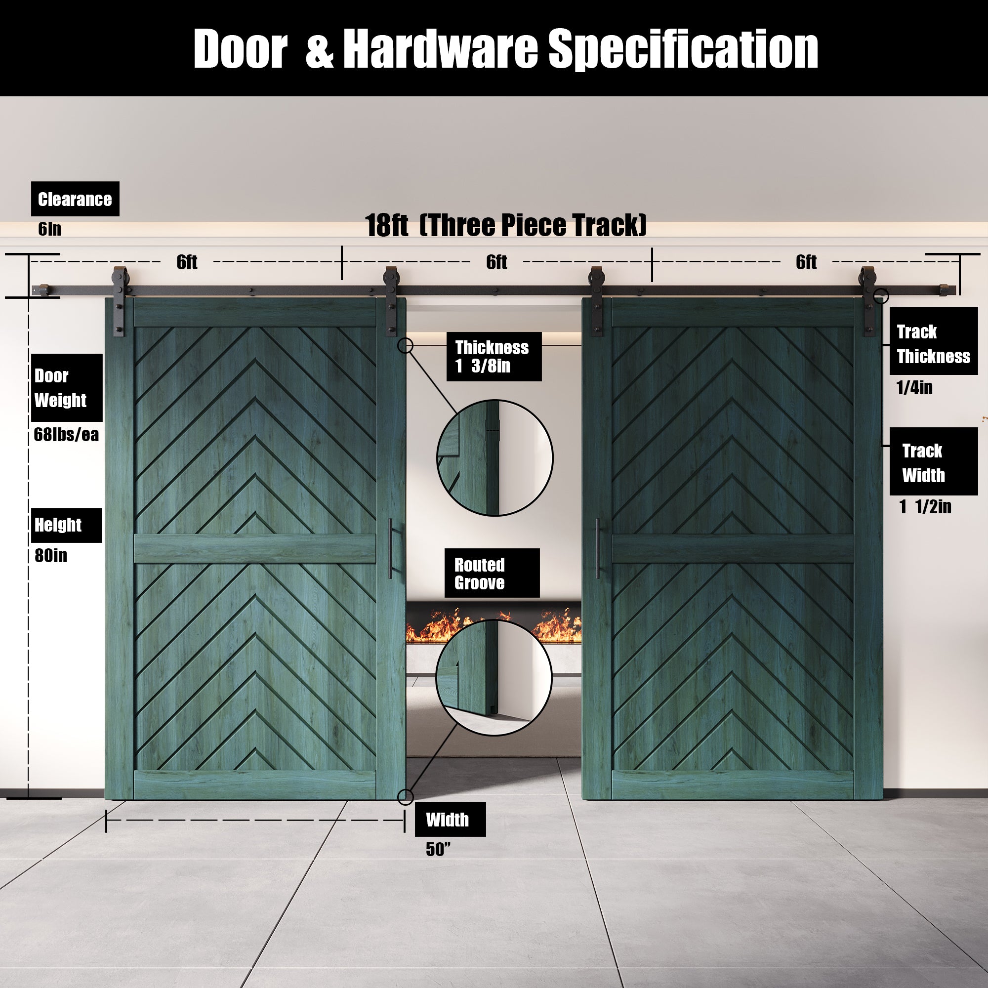 sliding barn door hardware with two doors pine wood barn door fishbone finished