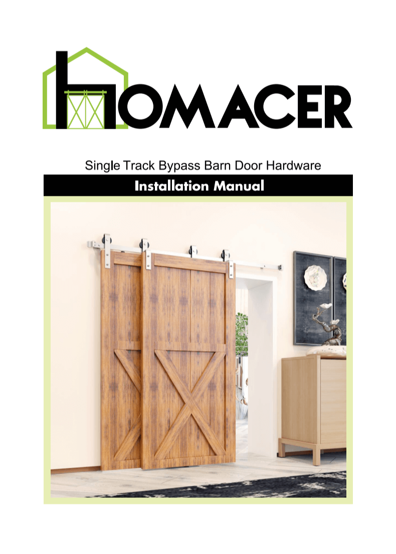 brushed nickel single track bypass barn door hardware kit installation manual