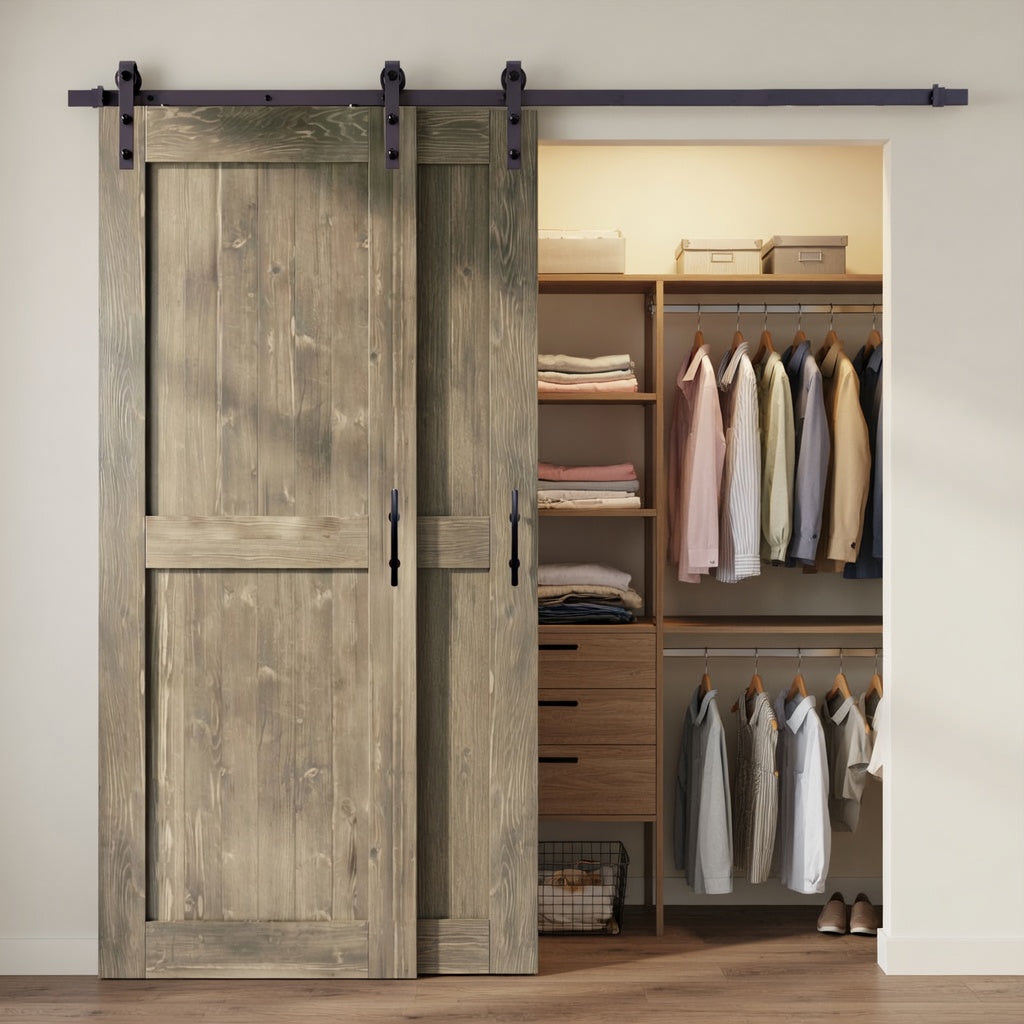 Classic closet barn door combo kits