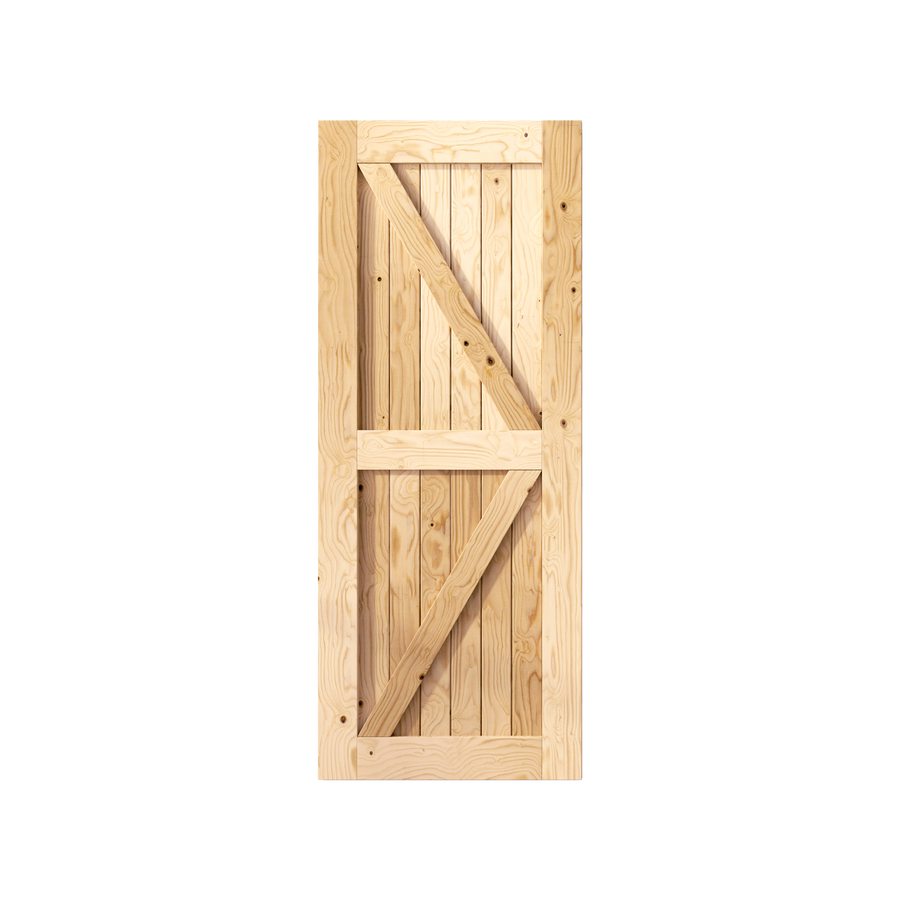 Classic wood barn door with cross brace design