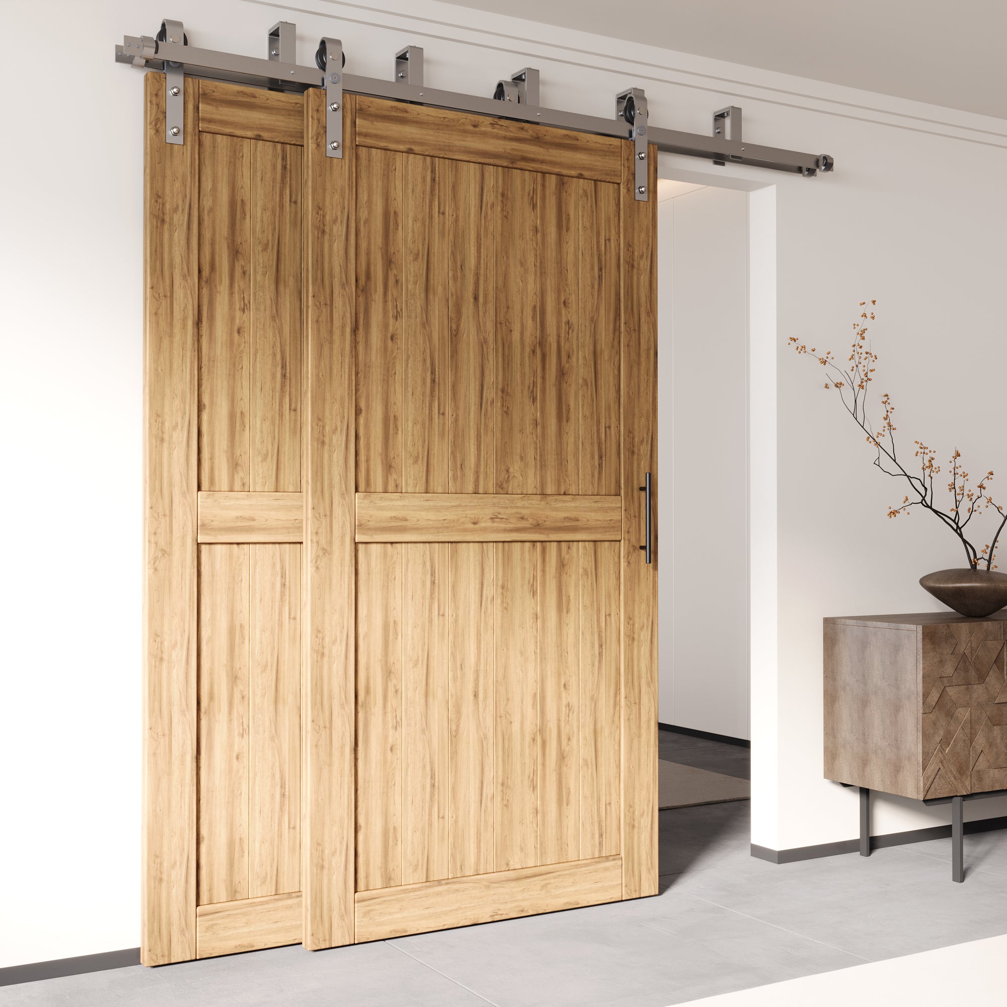 doubly track barn door hardware for sliding closet doors