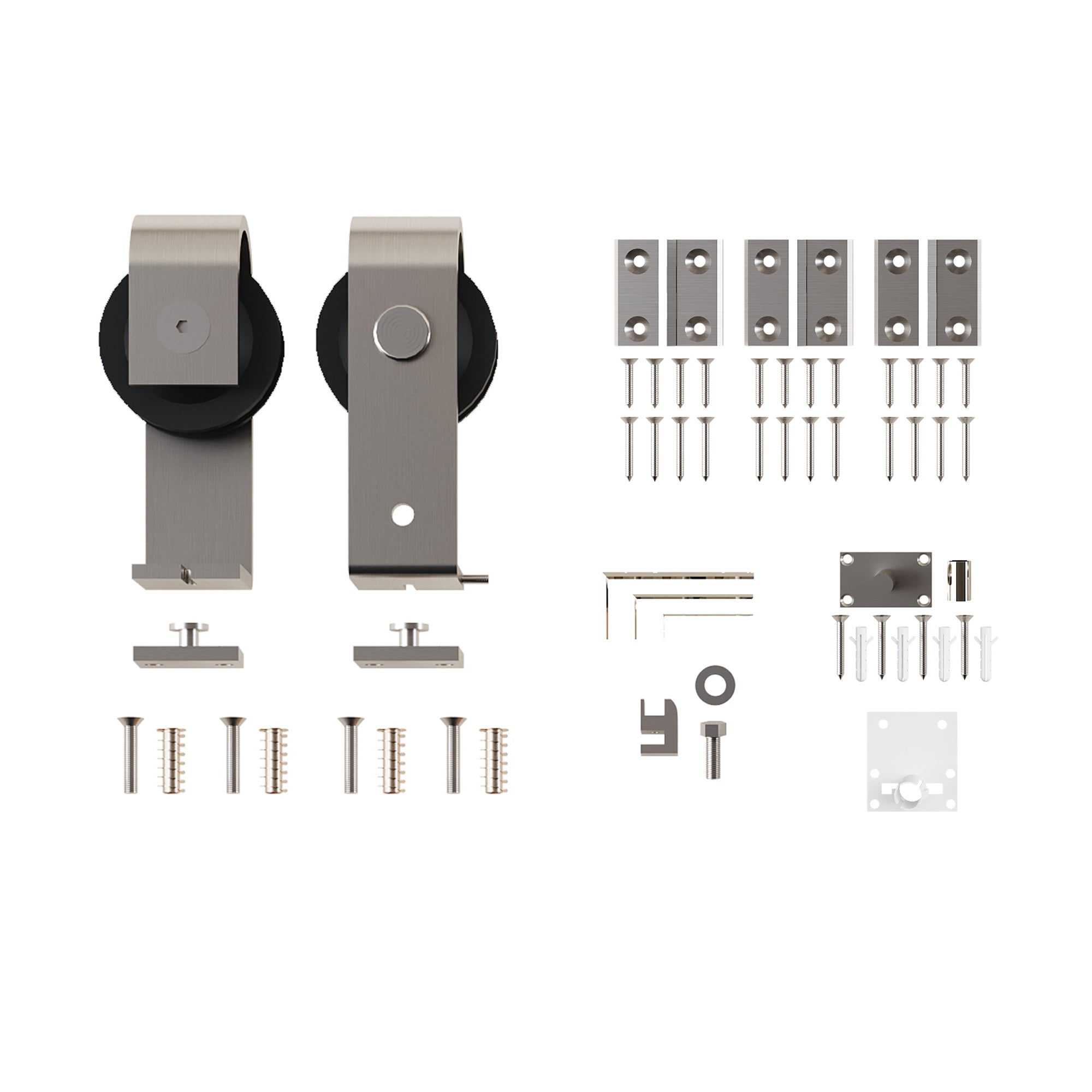 Homacer Brushed Nickel Bi-Fold T-Shape Design Top Mount Roller Set