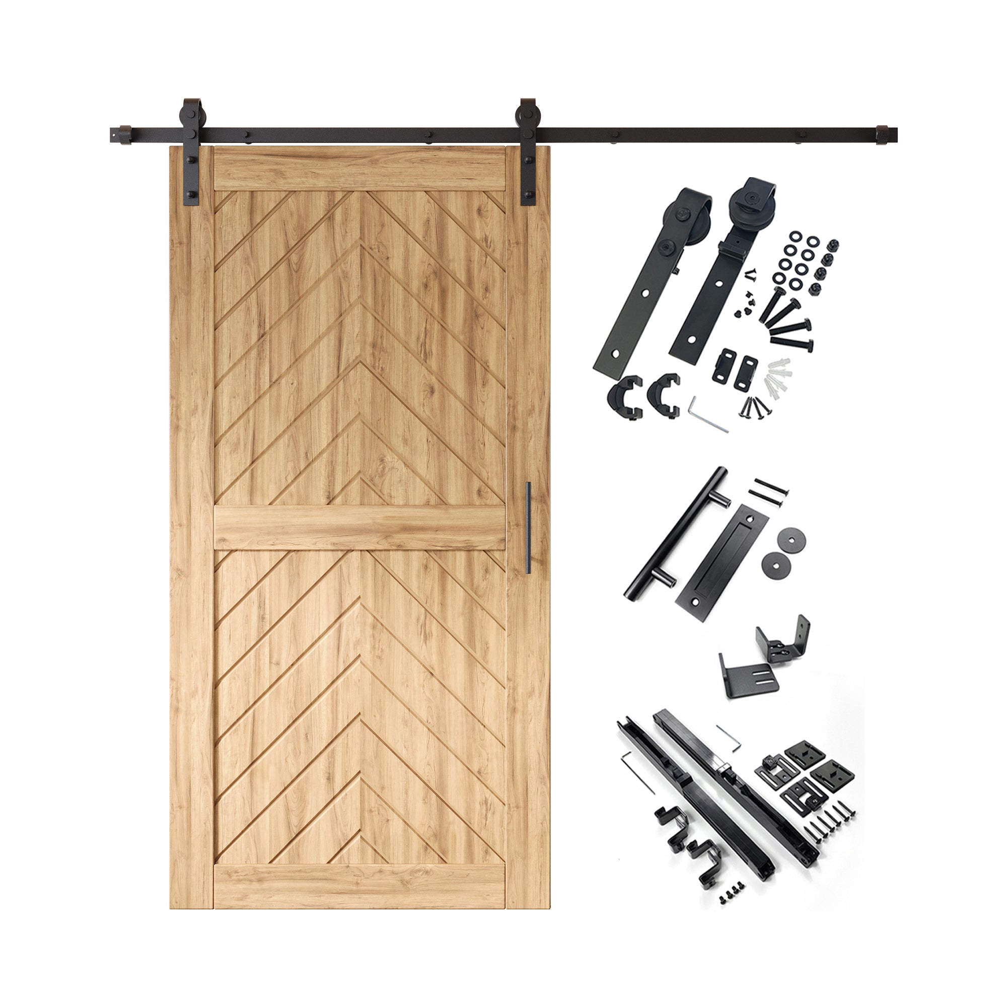 80-inch fishbone design pine barn door, unassembled