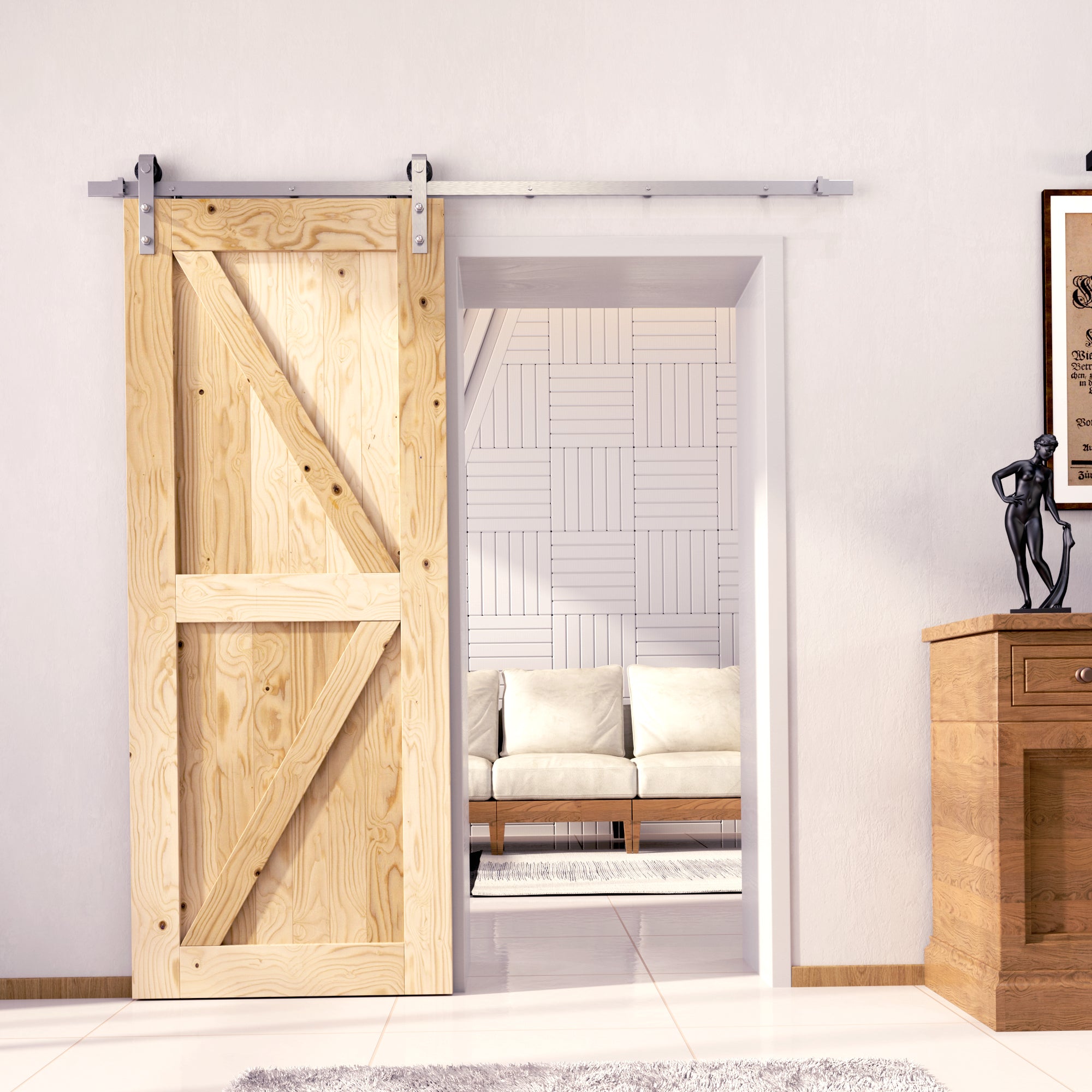 Homacer brushed nickel single barn door