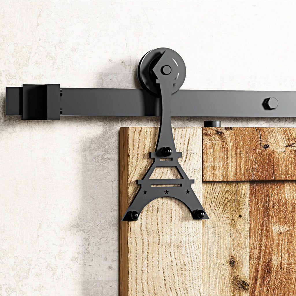 Non-Bypass Sliding Barn Door Hardware Kit - Eiffel Design Roller