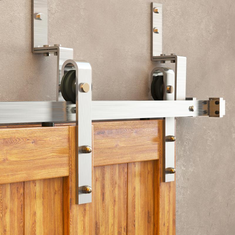 brushed nickel sliding double door track