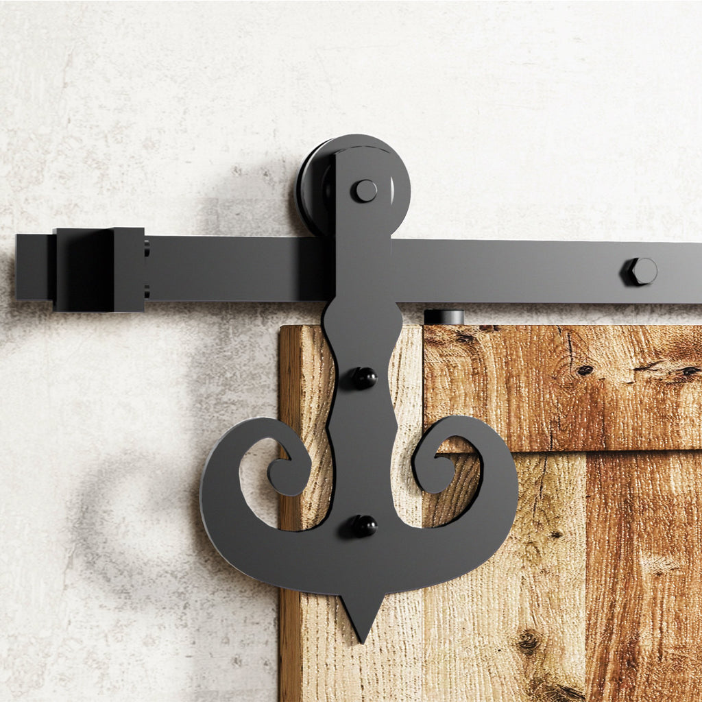 Non-Bypass Sliding Barn Door Hardware Kit - Mustache Design Roller