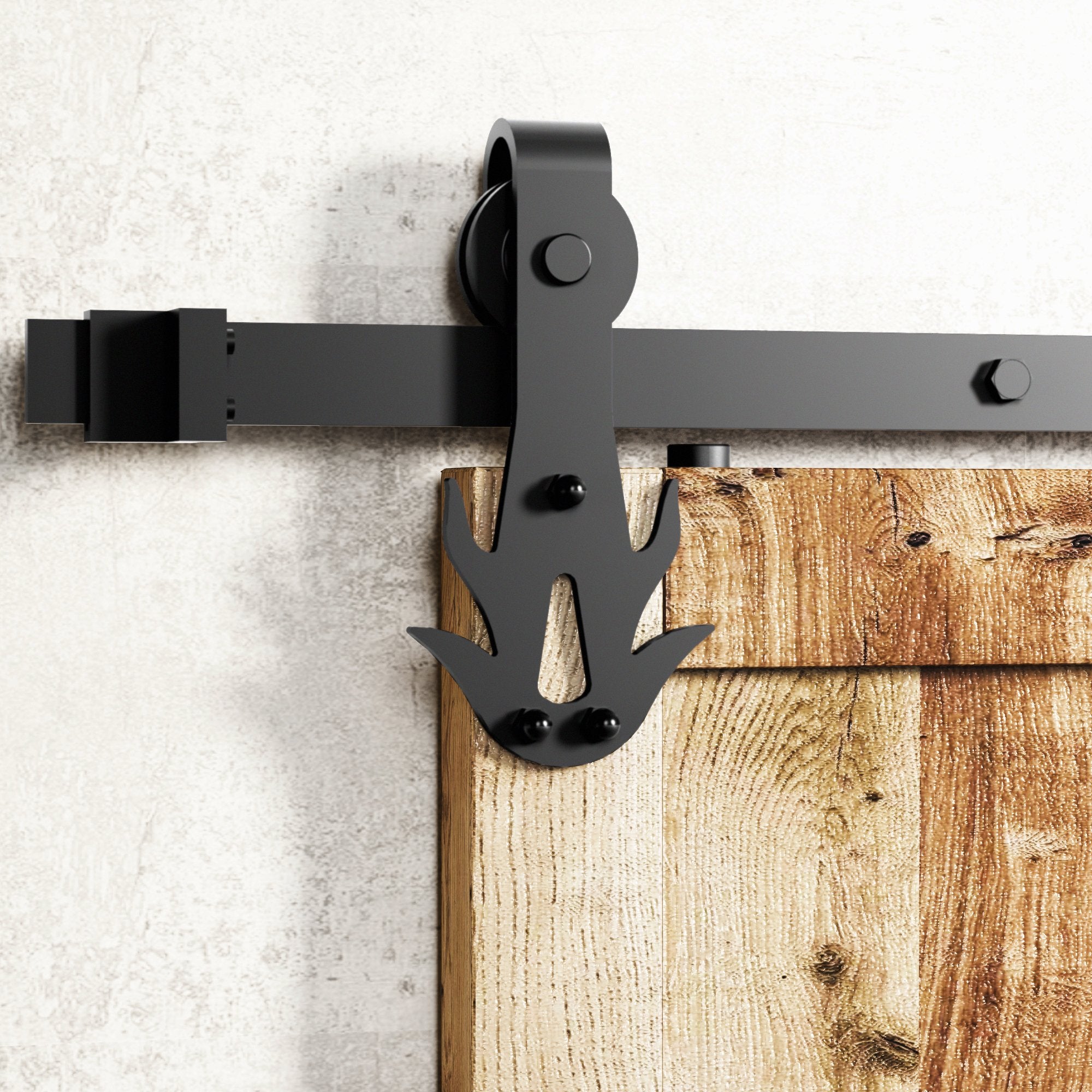 sliding barn door hardware kit - flame design roller