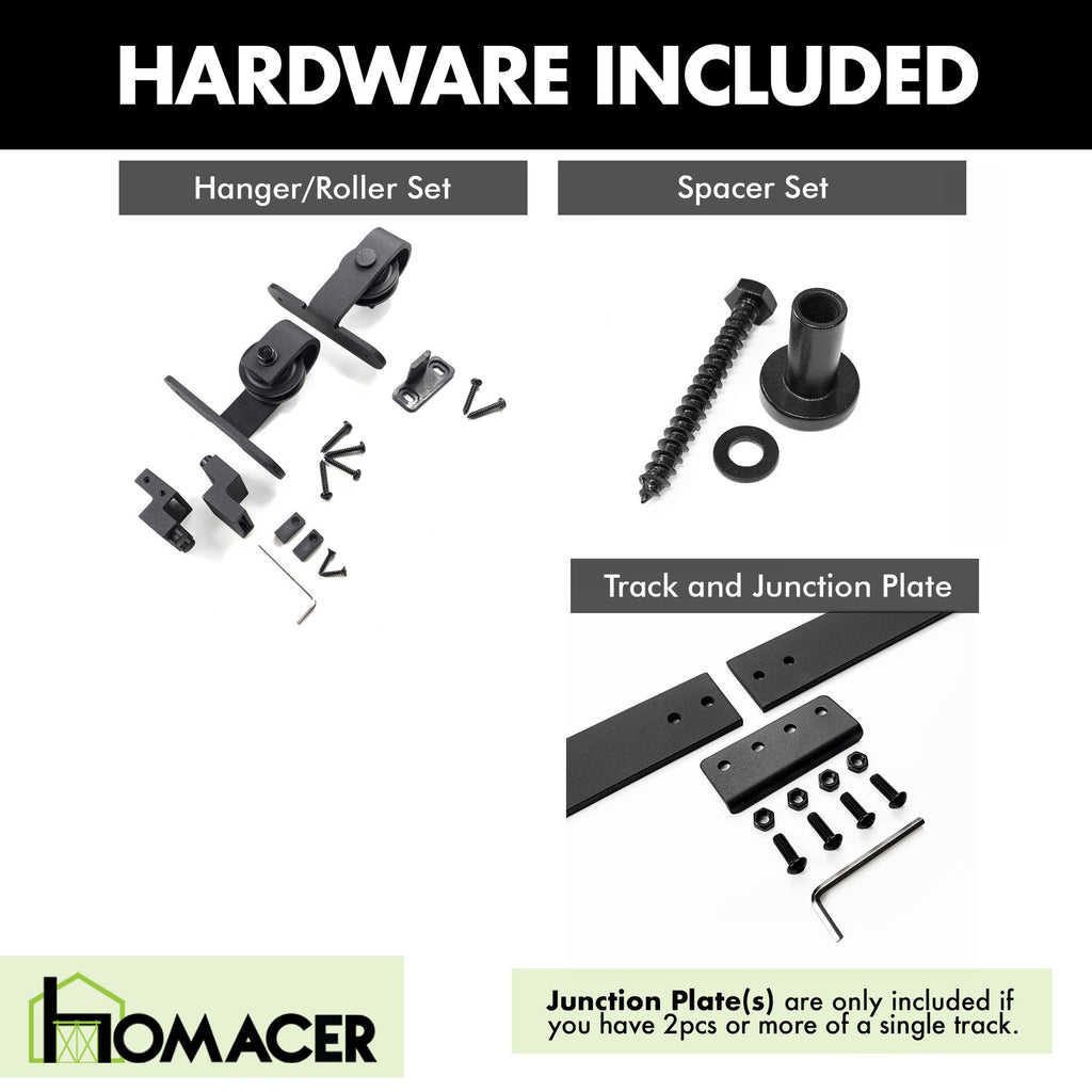 Mini Non-Bypass Sliding Barn Door Hardware Kit - Bent T-Shape Design Roller