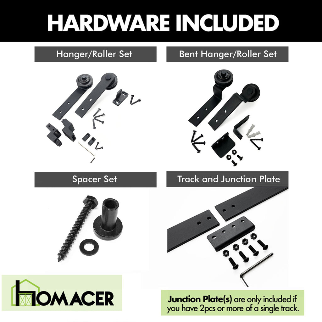 Mini Single Track Bypass Sliding Barn Door Hardware Kit - Straight Design Roller