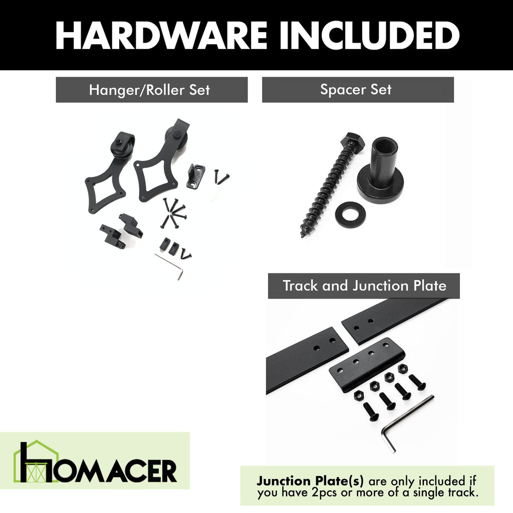 Mini Non-Bypass Sliding Barn Door Hardware Kit - Diamond Design Roller