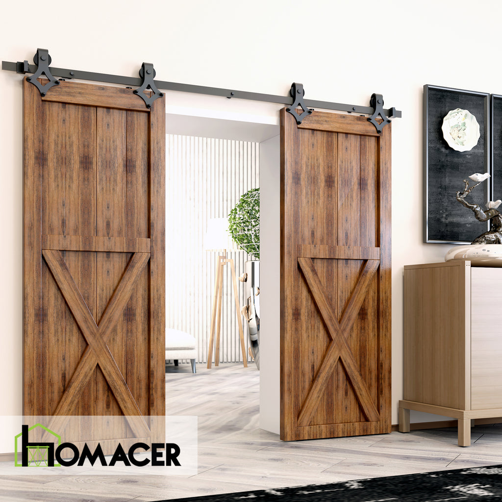 Non-Bypass Sliding Barn Door Hardware Kit - Diamond Design Roller