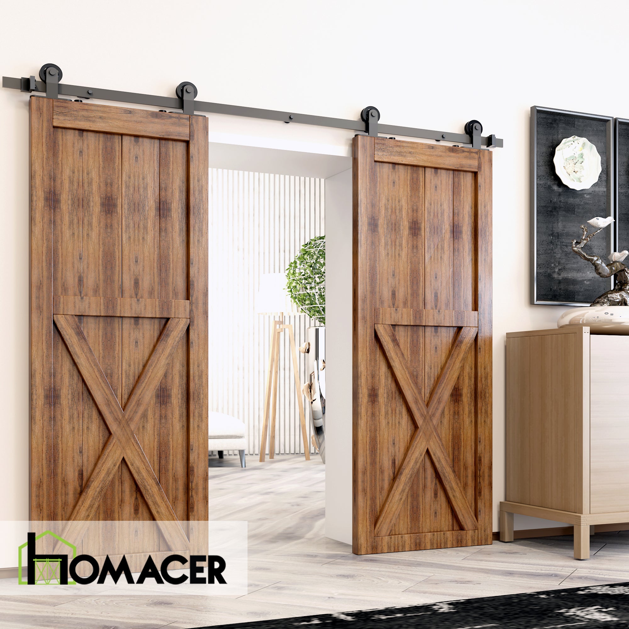 black sliding barn door hardware with t-shape roller