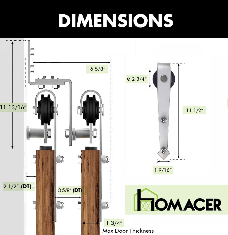 Double Track Z-Shape Bypass Sliding Barn Door Hardware Kit - Arrow Design Roller