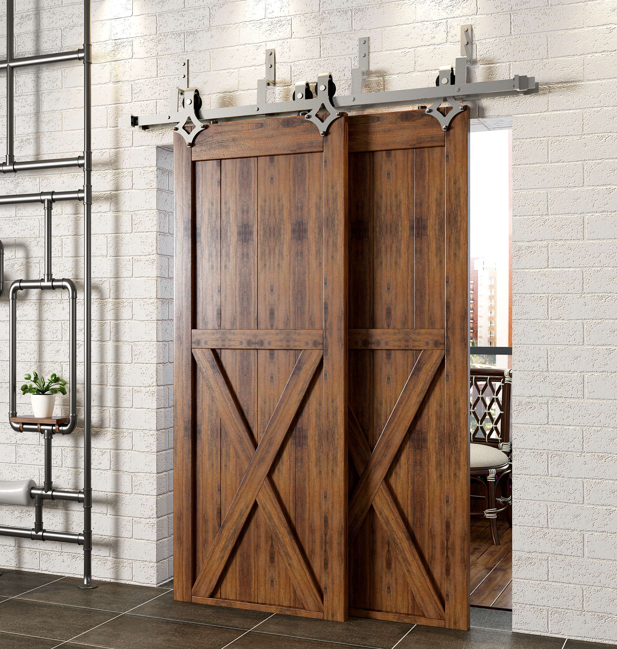 double track diamond sliding door kit