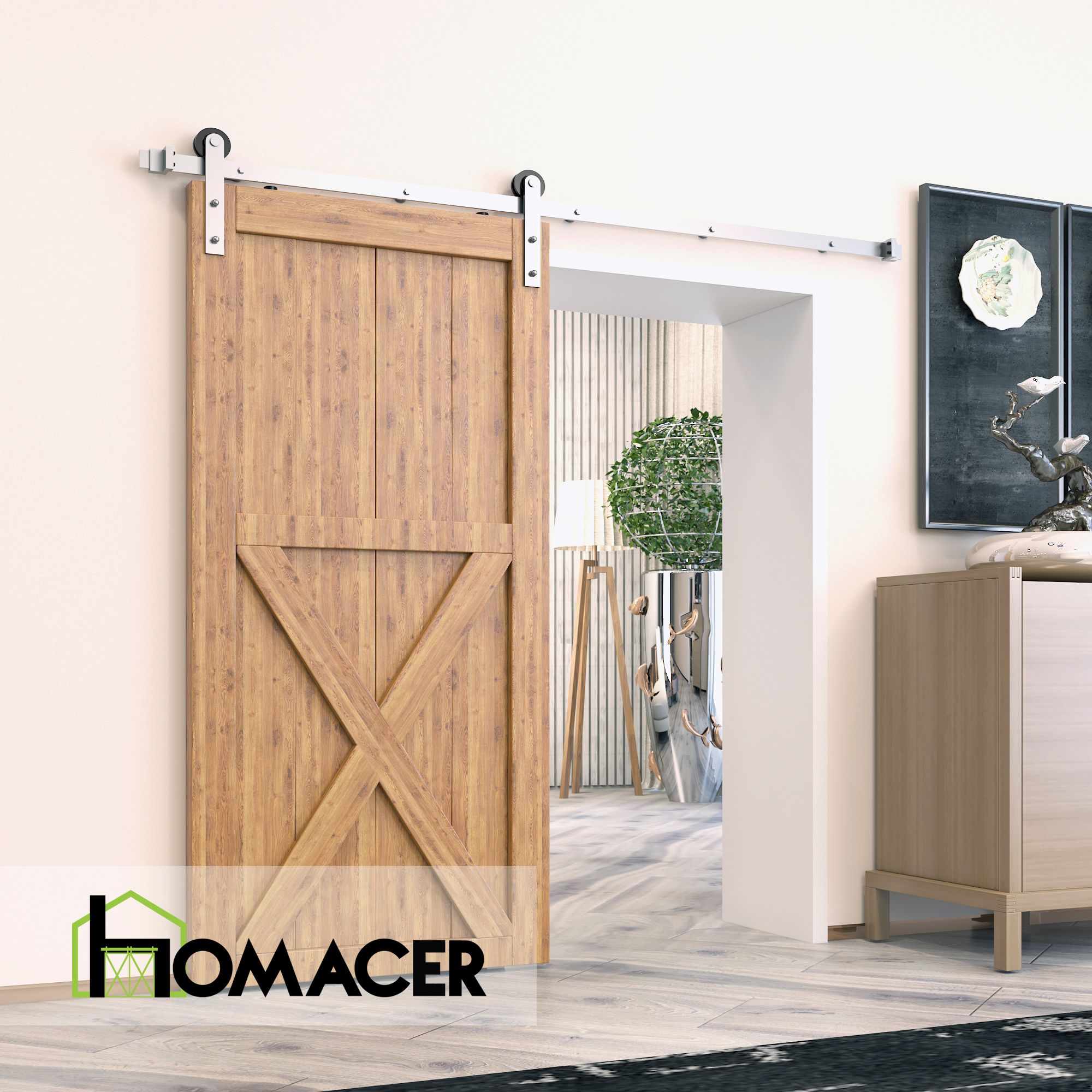 Homacer barn door sliding door track non bypass hardware kit