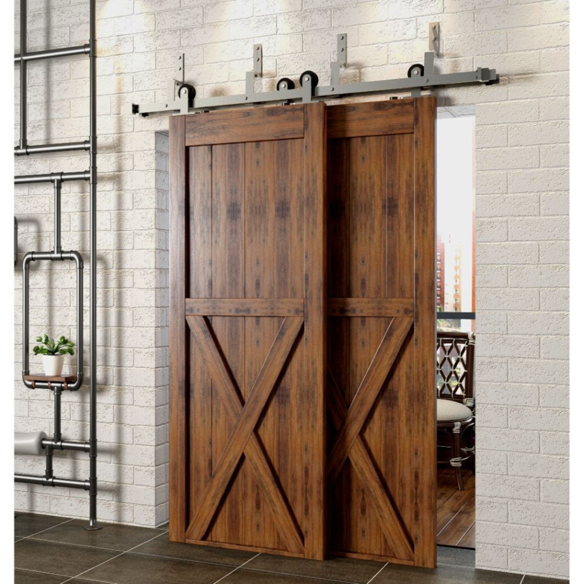 double track t-shape sliding door kit