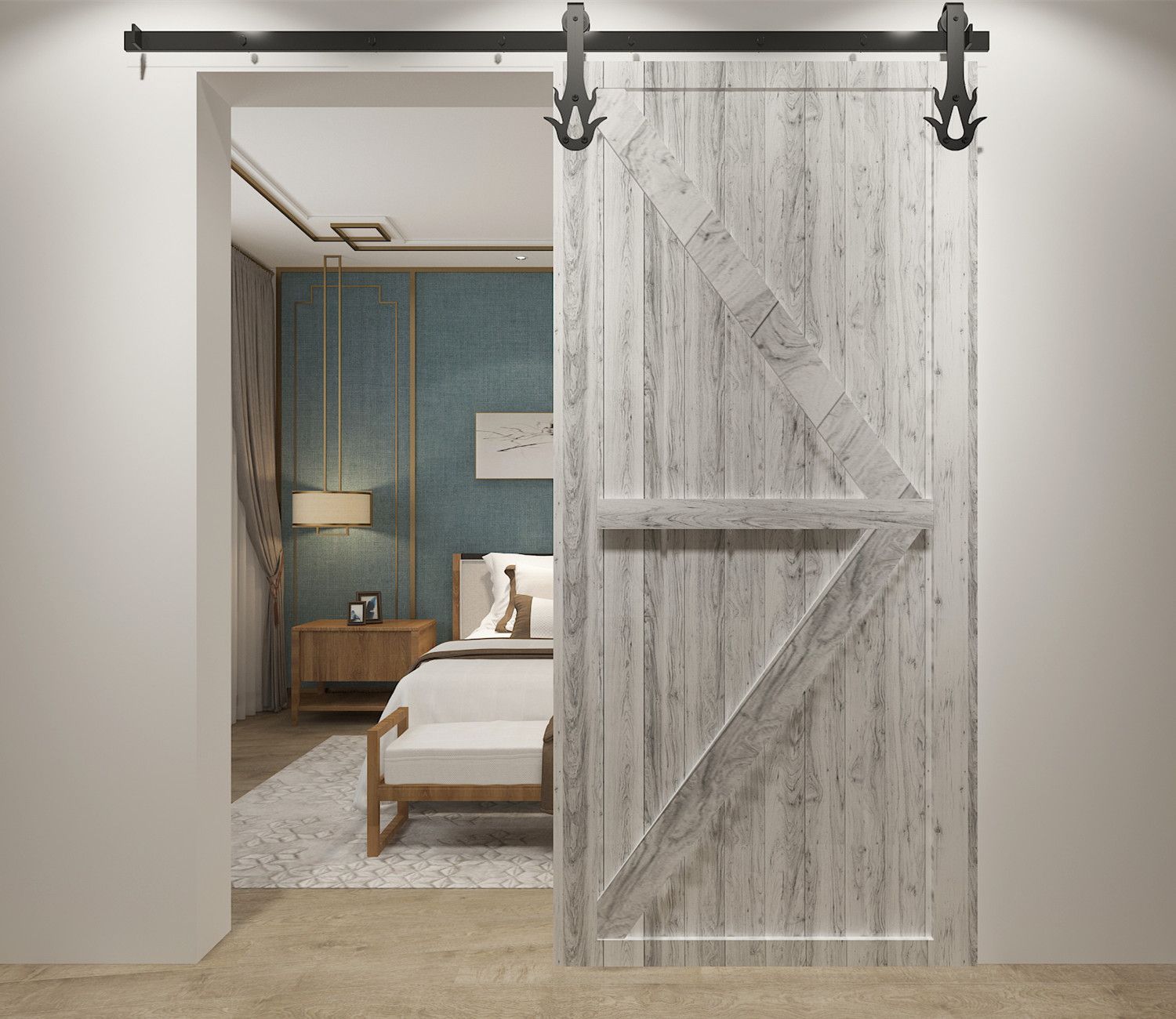 non-bypass sliding barn door kit - flame roller