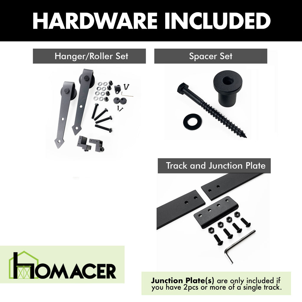 Non-Bypass Sliding Barn Door Hardware Kit - Arrow Design Roller