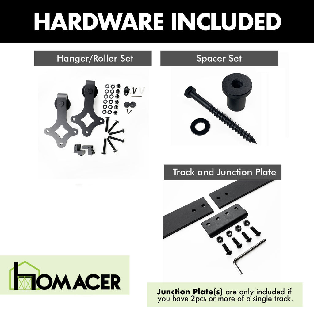 Non-Bypass Sliding Barn Door Hardware Kit - Diamond Design Roller