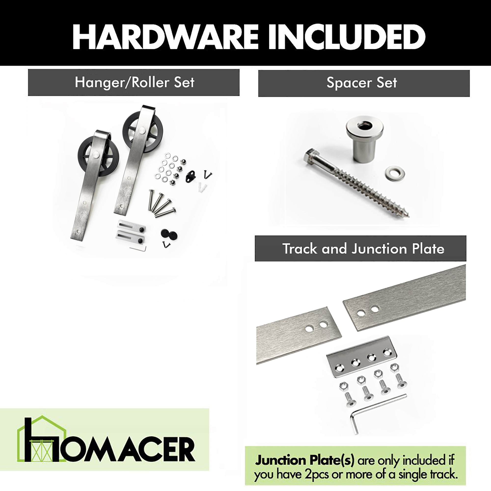 Non-Bypass Sliding Barn Door Hardware Kit - Spoke Wheel Design Roller