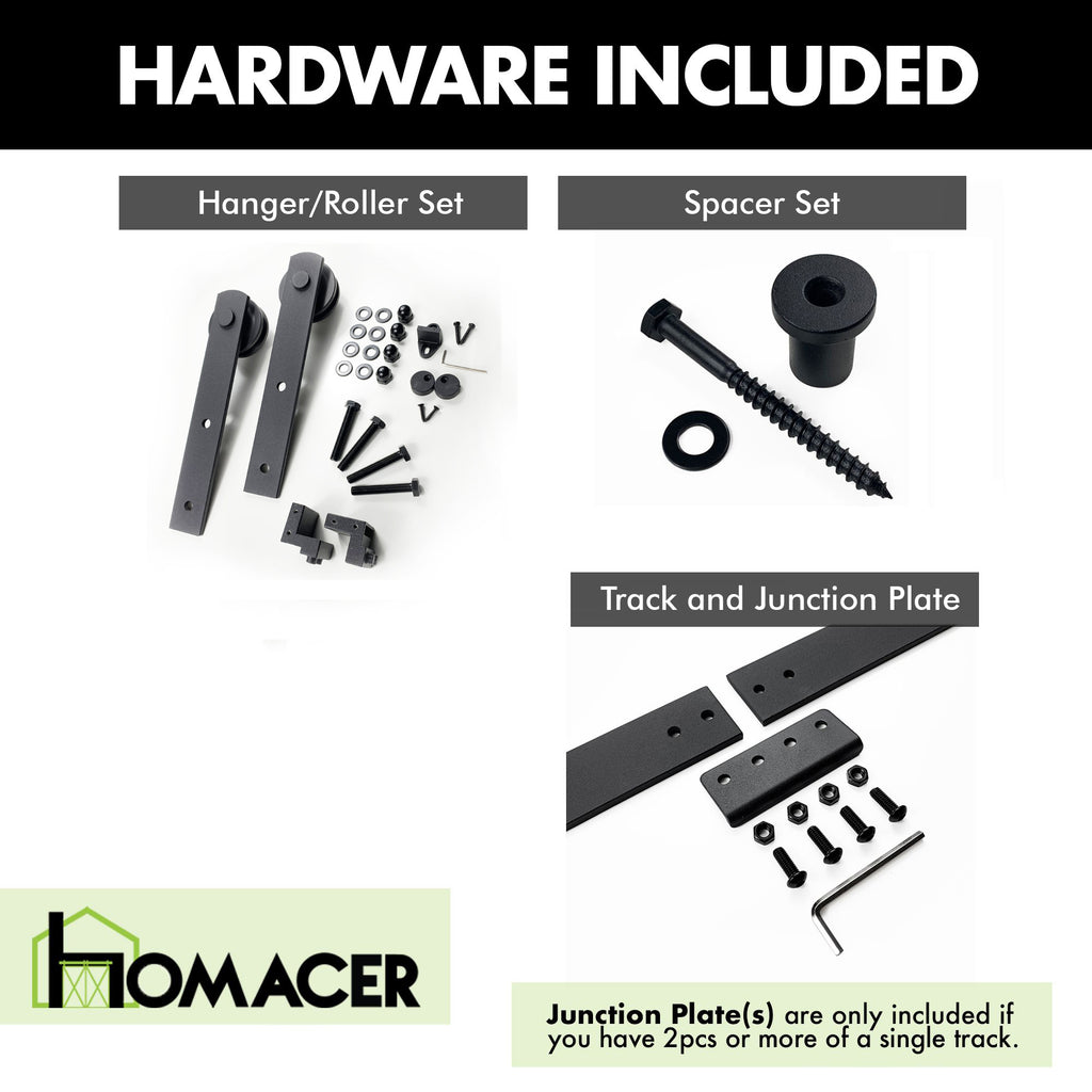 Non-Bypass Sliding Barn Door Hardware Kit - Straight Design Roller