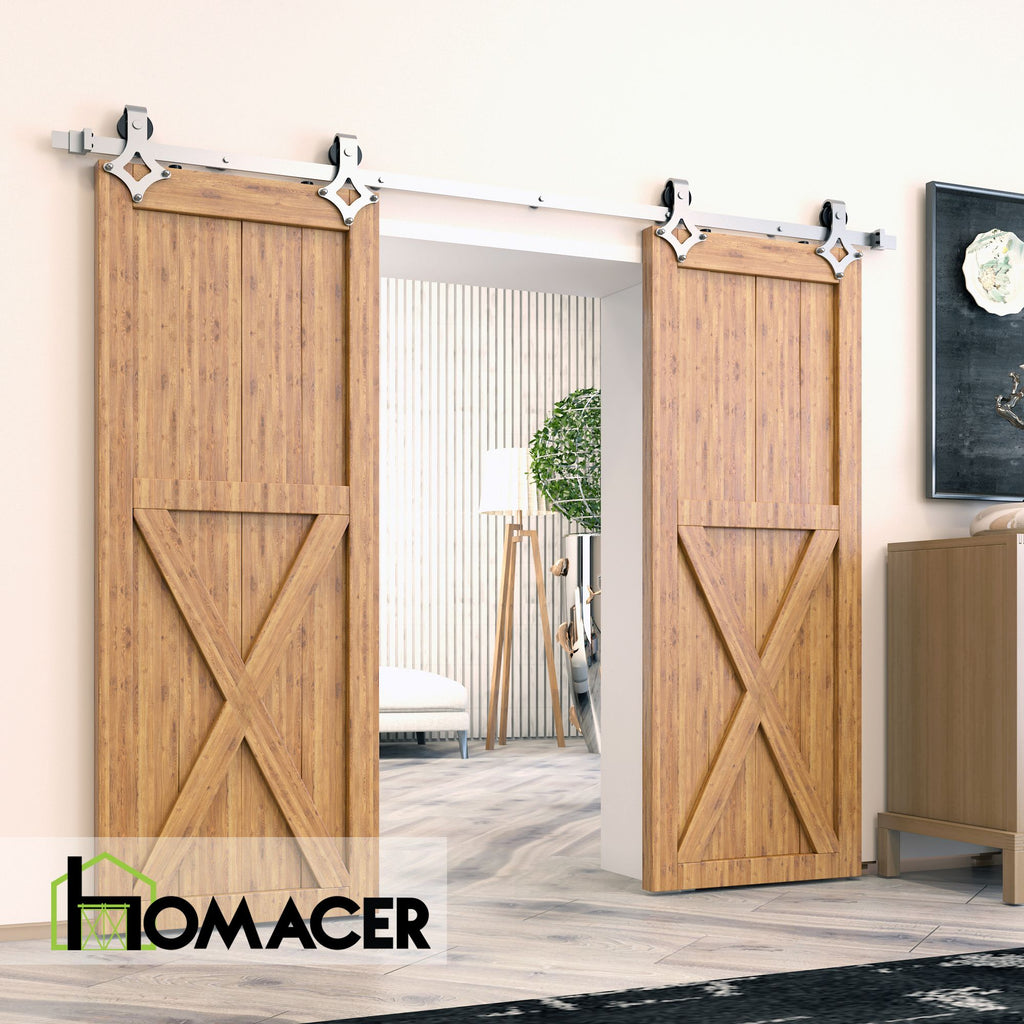 Non-Bypass Sliding Barn Door Hardware Kit - Diamond Design Roller