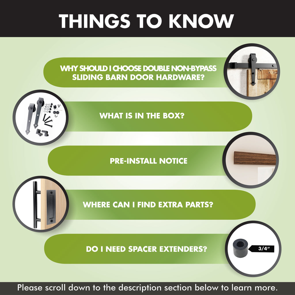 Non-Bypass Sliding Barn Door Hardware Kit - Arrow Design Roller