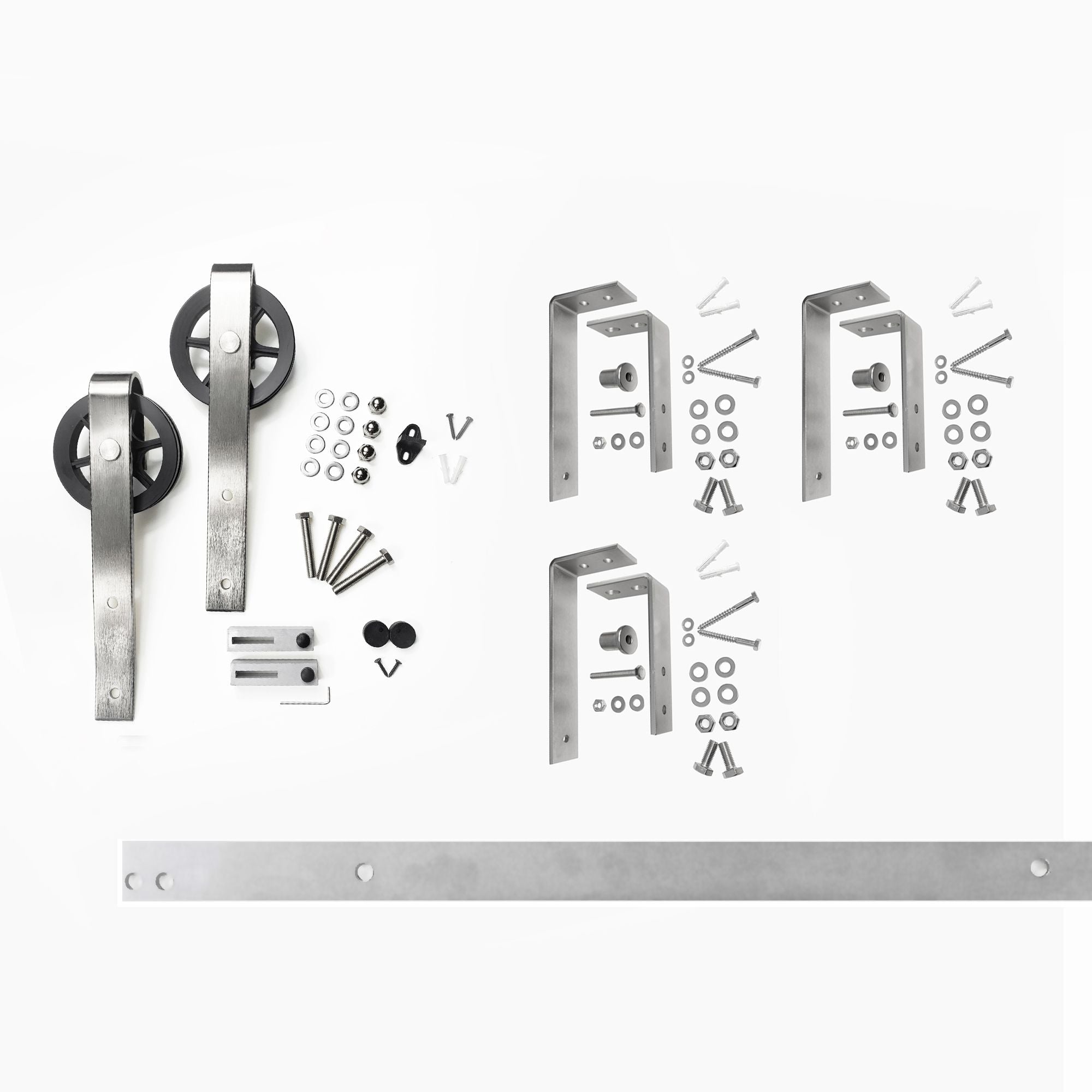 homacer sliding door Brushed Nickel Single Track Bypass Convert to Double Track U-Shape Bypass (spoke wheel Design) for 4ft to 4.5ft track