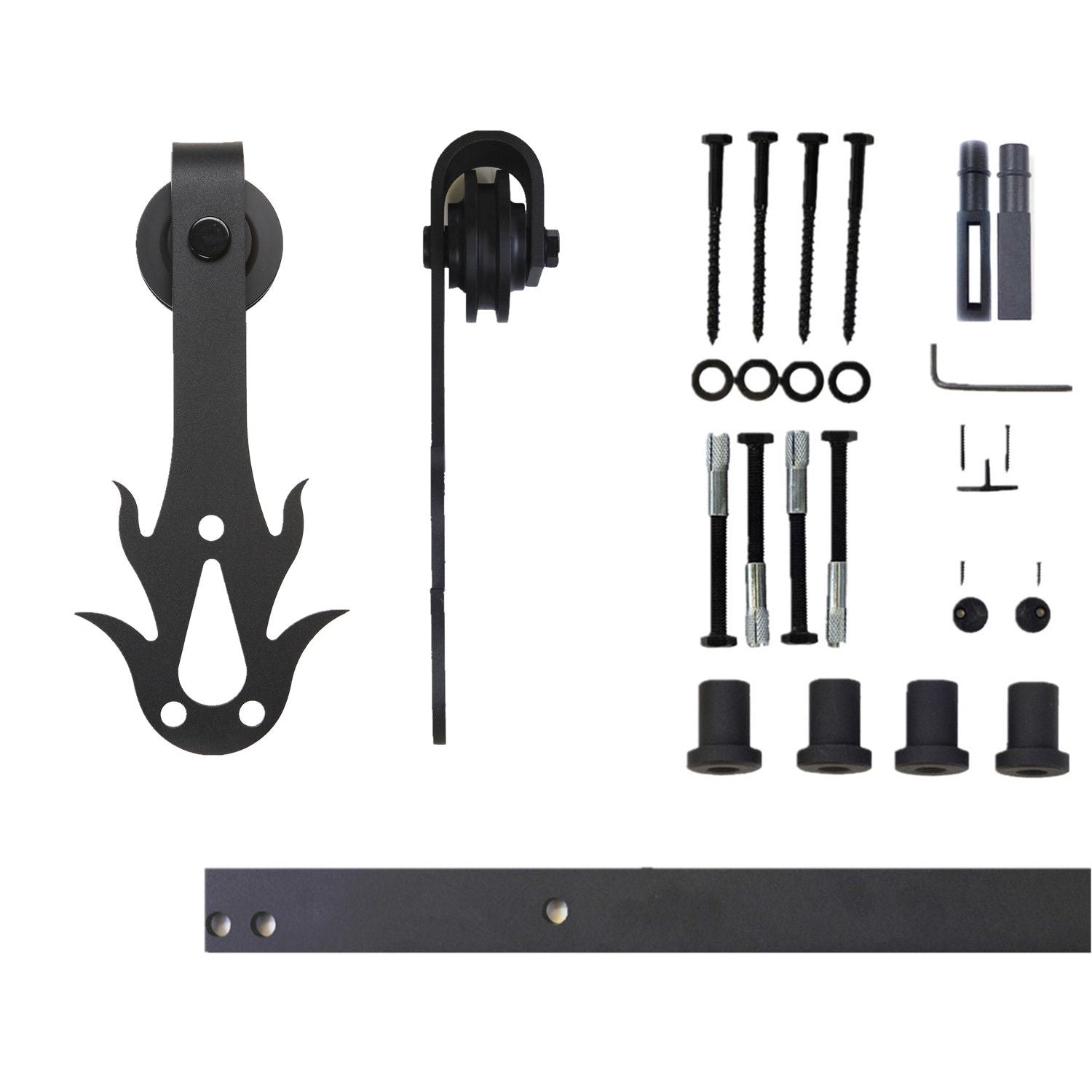 durable non-bypass sliding barn door hardware - flame