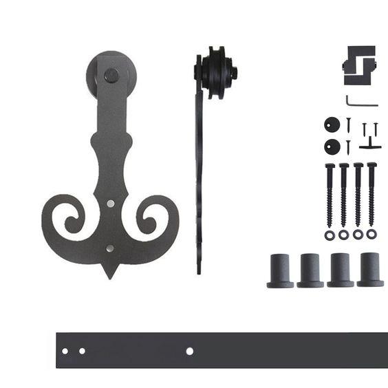 Non-Bypass Sliding Barn Door Hardware Kit - Mustache Design Roller