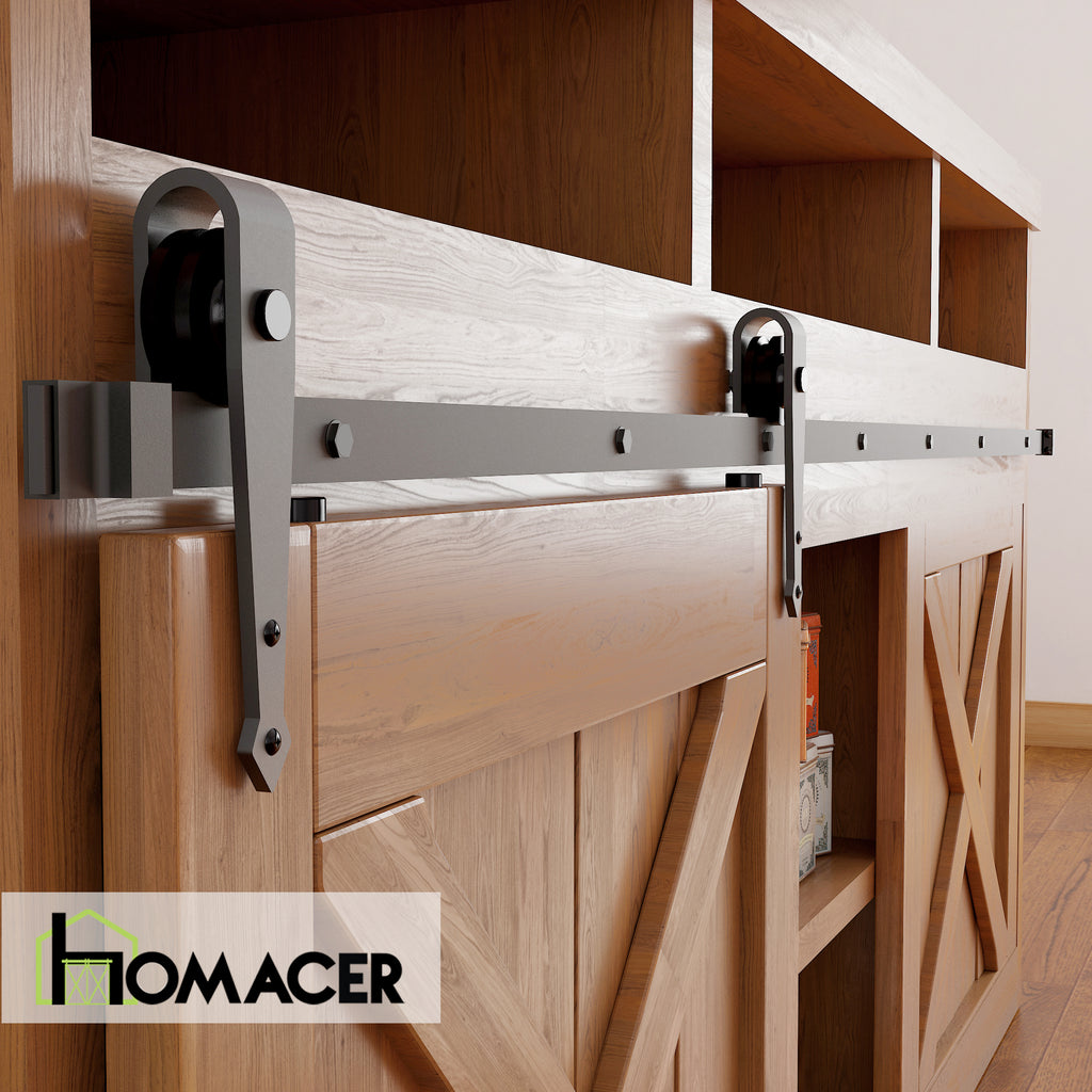 Mini Non-Bypass Sliding Barn Door Hardware Kit - Arrow Design Roller