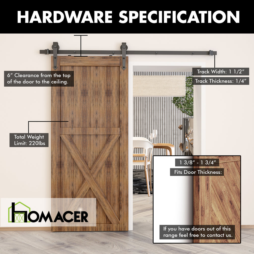 Non-Bypass Sliding Barn Door Hardware Kit - Arrow Design Roller