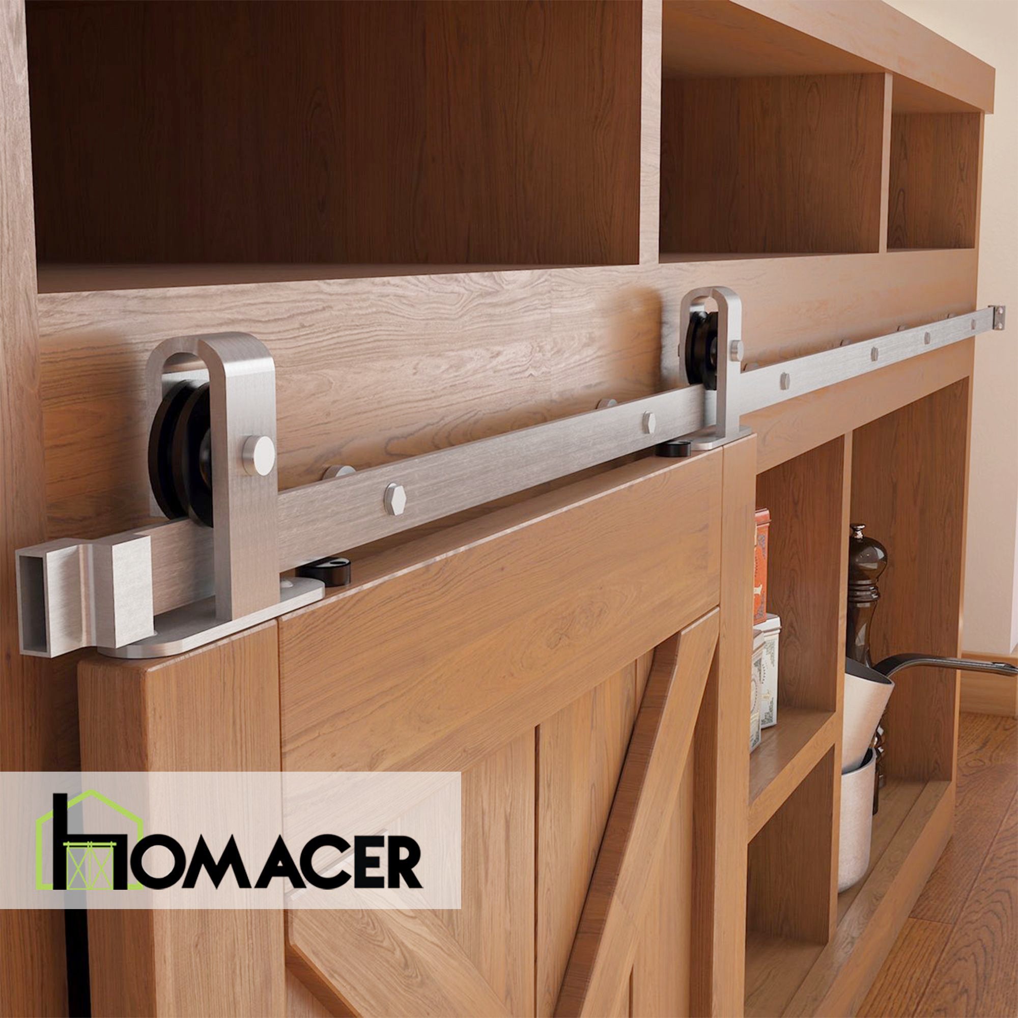 homacer brushed nickel top mount miniature barn door hardware kit