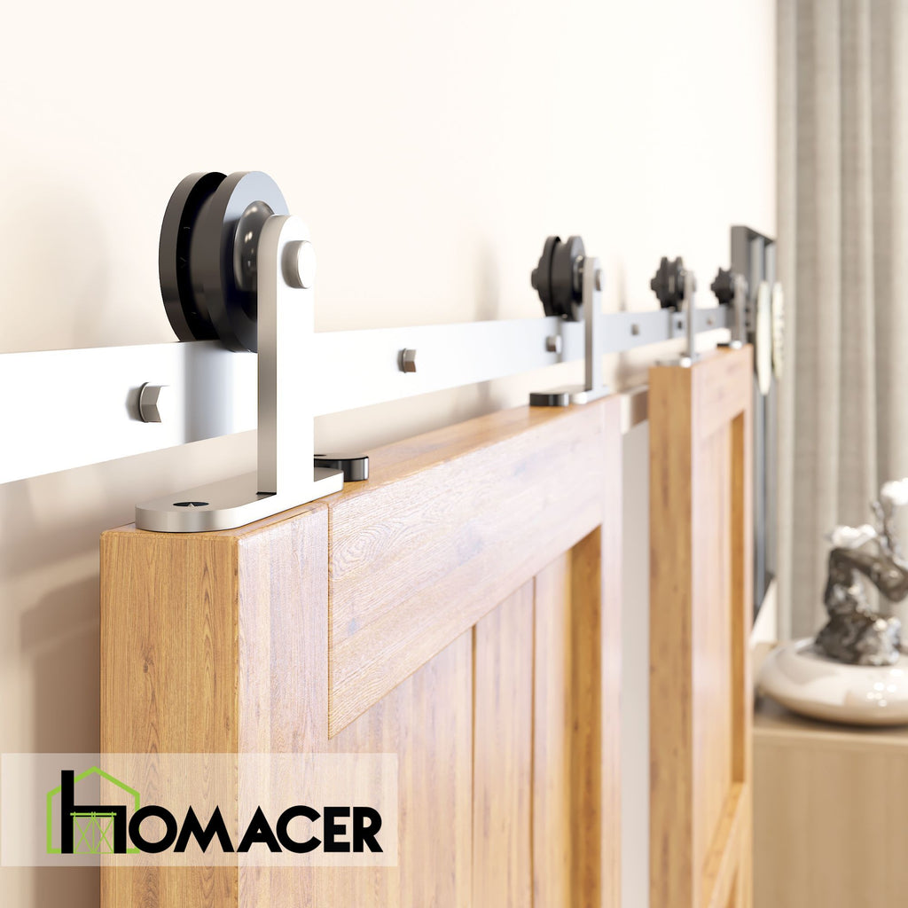 Non-Bypass Sliding Barn Door Hardware Kit - T-Shape Design Roller
