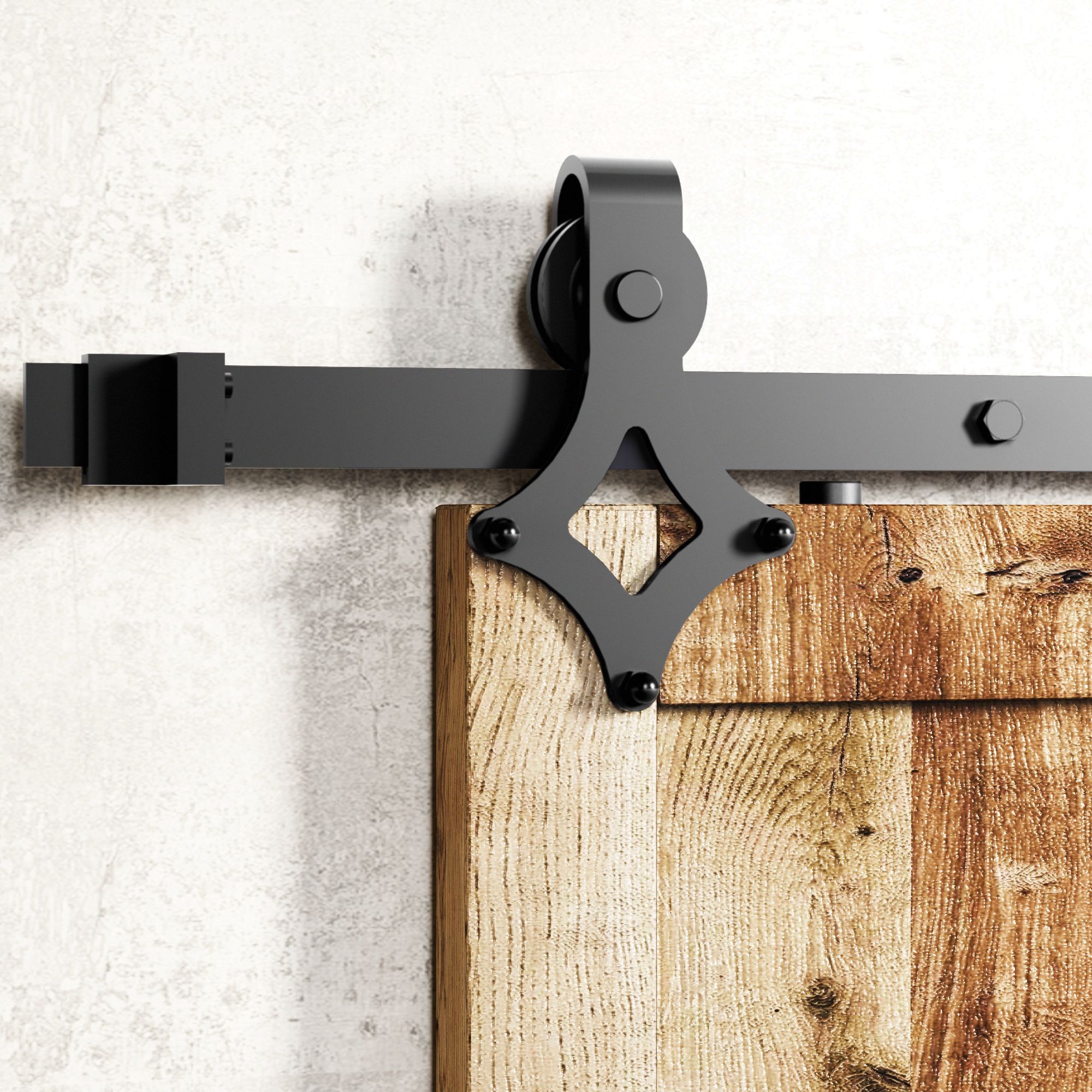 Homacer Non-Bypass Sliding Barn Door Hardware Kit - Diamond Design Roller