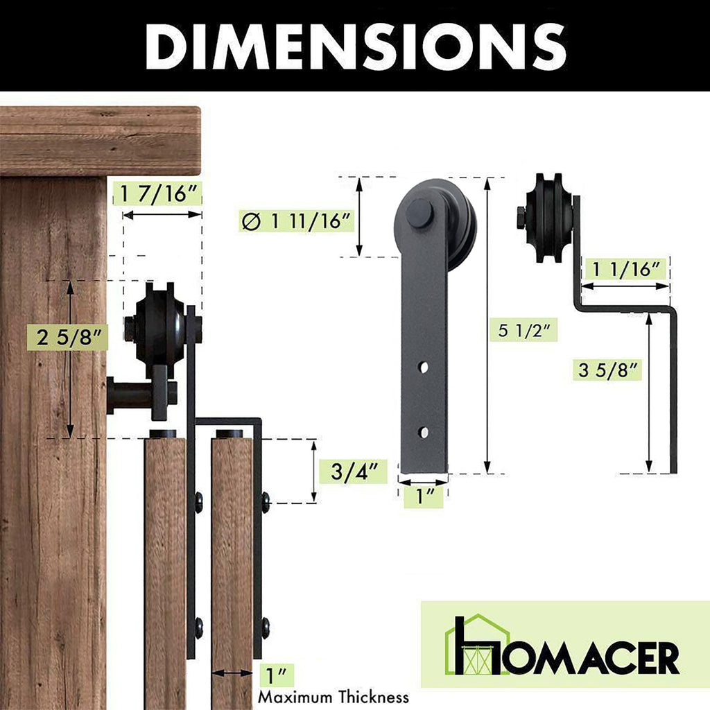 Mini Single Track Bypass Sliding Barn Door Hardware Kit - Straight Design Roller