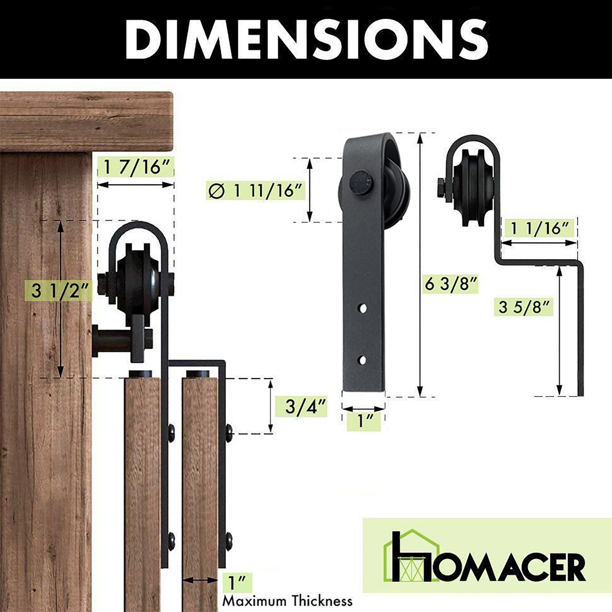 Mini Single Track Bypass Sliding Barn Door Hardware Kit - Classic Design Roller