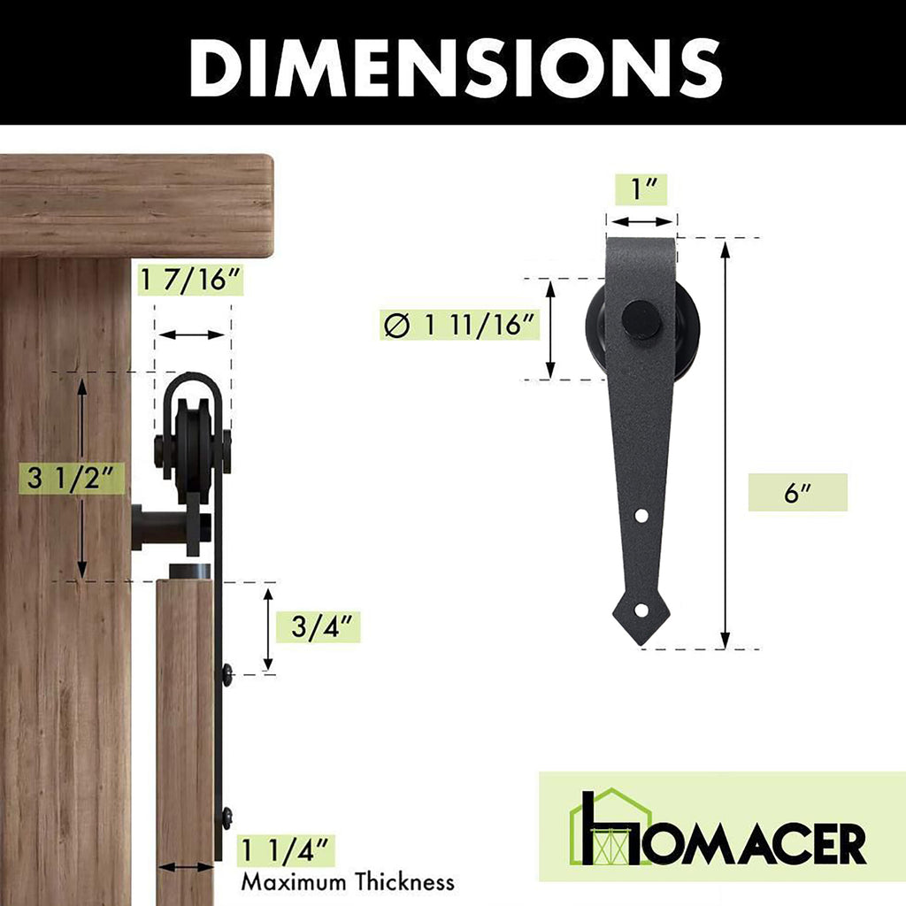 Mini Non-Bypass Sliding Barn Door Hardware Kit - Arrow Design Roller