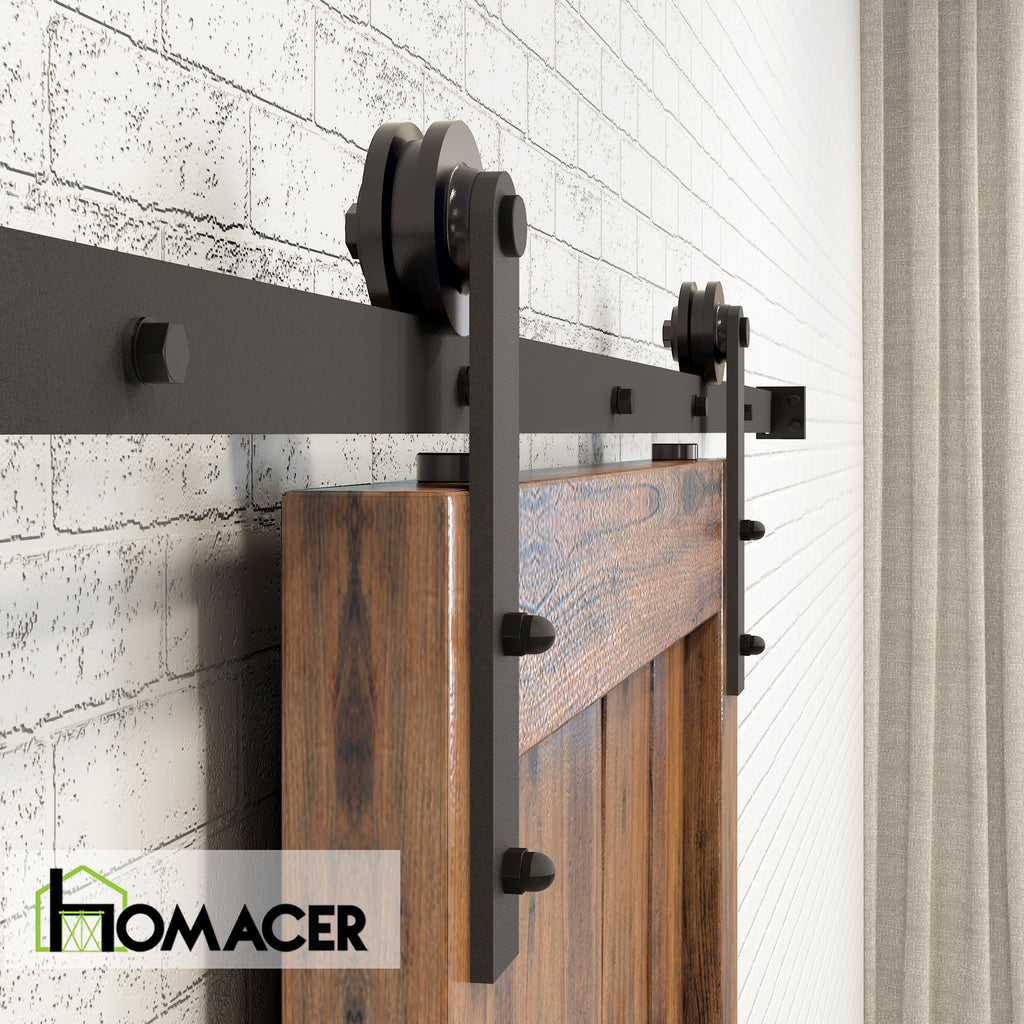 Non-Bypass Sliding Barn Door Hardware Kit - Straight Design Roller